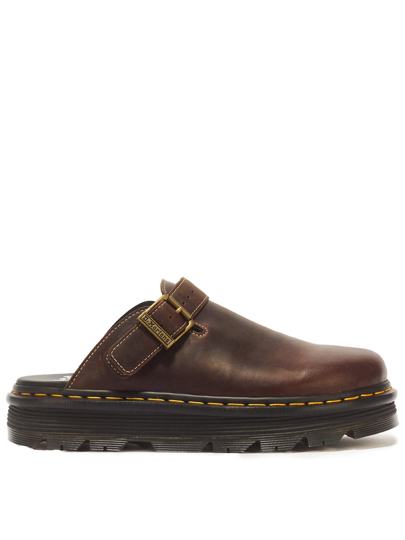 Dr Martens Zebzag Crazy Horse Leather Mules - Dark Brown