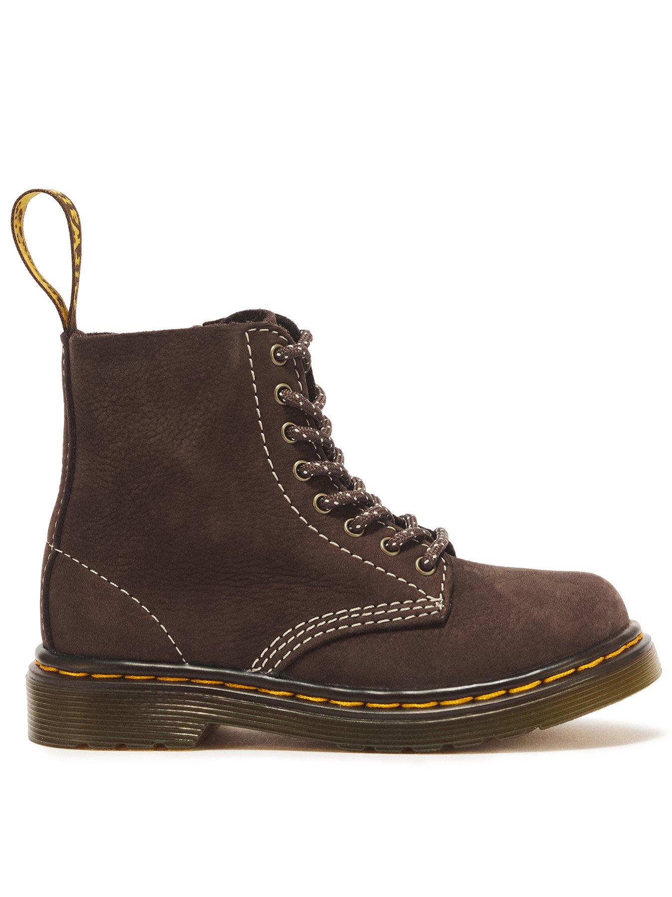 Dr Martens 1460 Pascal T 8 Eye Tumbled Nubuck Boots - Dark Brown