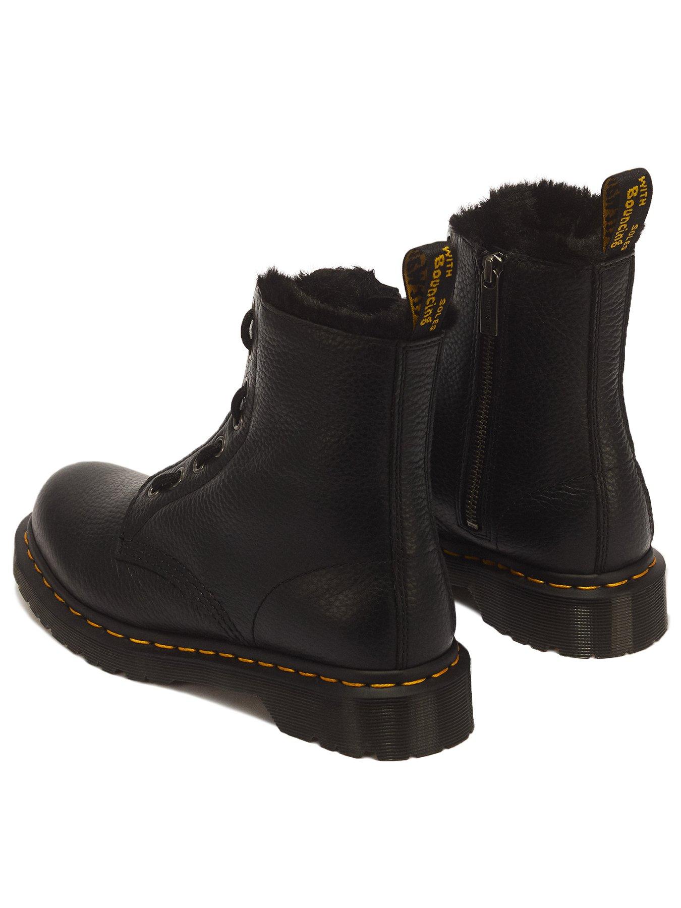 Image 3 of 7 of Dr Martens Womens Zip Front Lace Up Leather Ankle Boots - Black