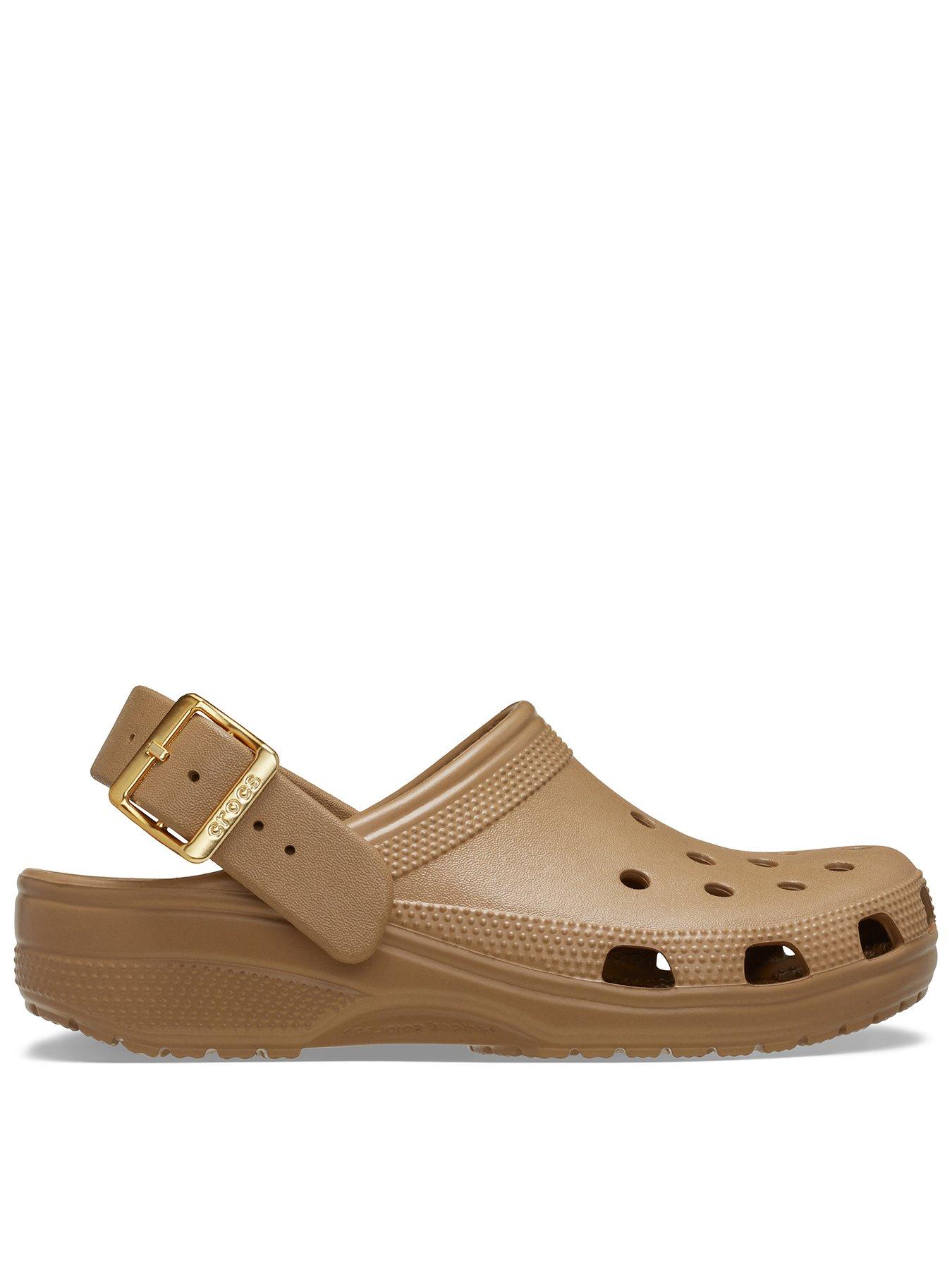Image 1 of 6 of Crocs Classic Metallic Buckle Clogs - Sepia