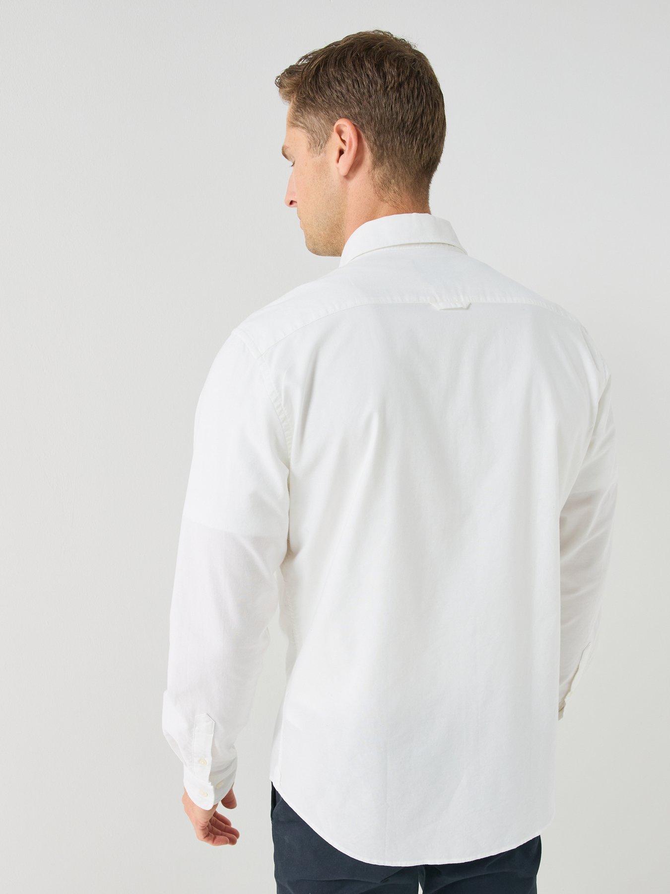 Image 2 of 6 of Hackett Mens Button-Down Collar Oxford Long Sleeve Shirt - White
