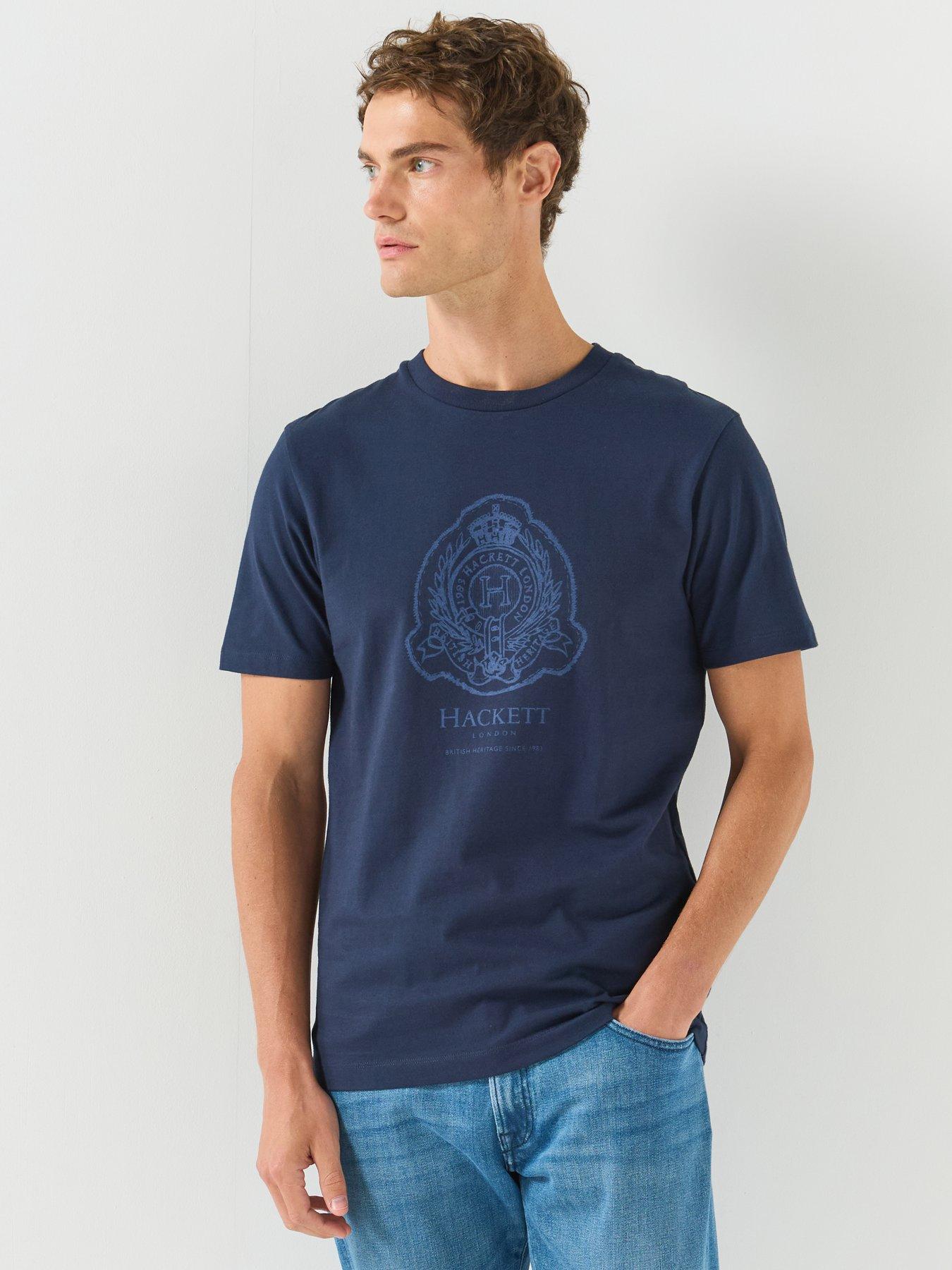 Image 1 of 5 of Hackett Classic Fit Branded Shield Graphic T-Shirt - Navy