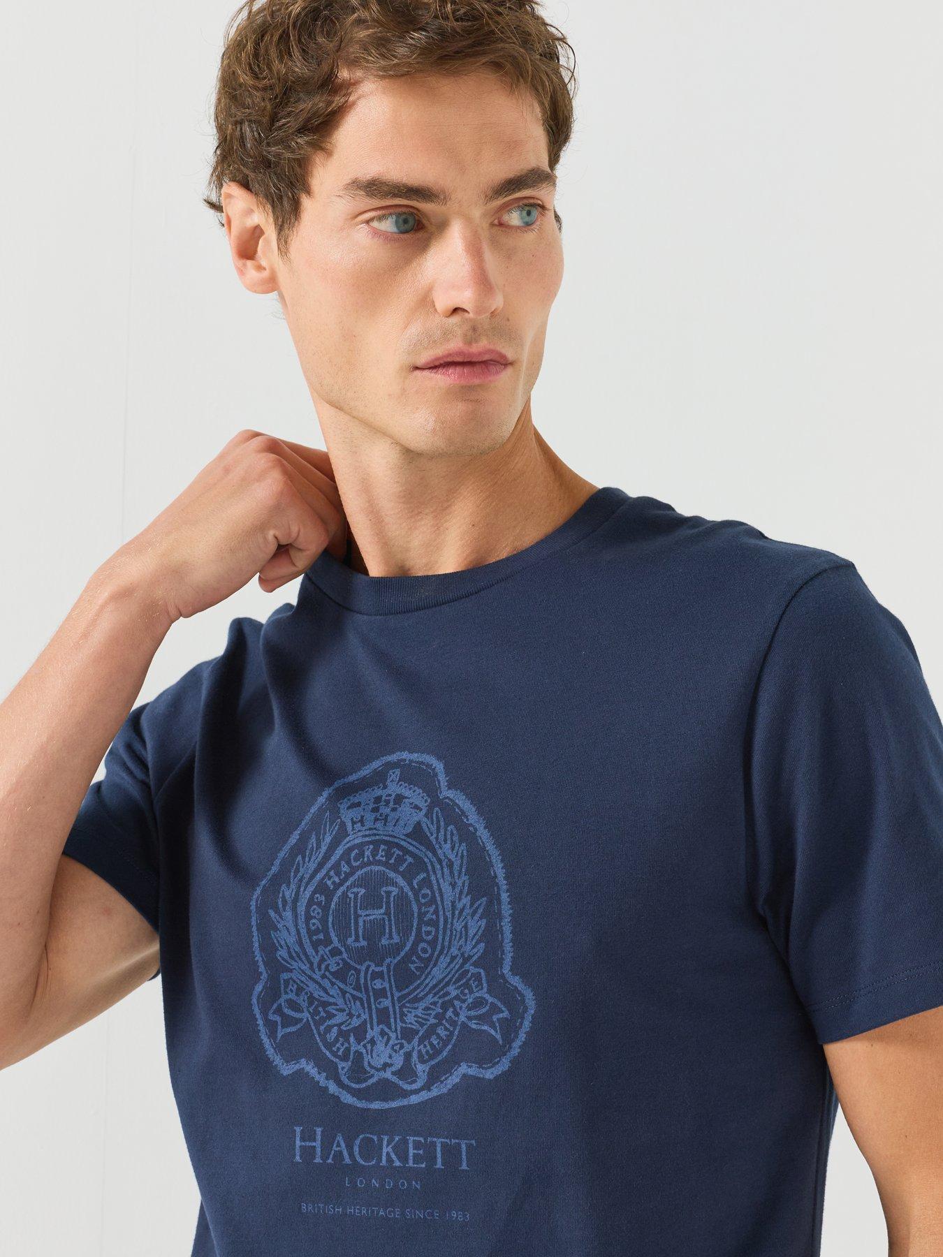 Image 4 of 5 of Hackett Classic Fit Branded Shield Graphic T-Shirt - Navy
