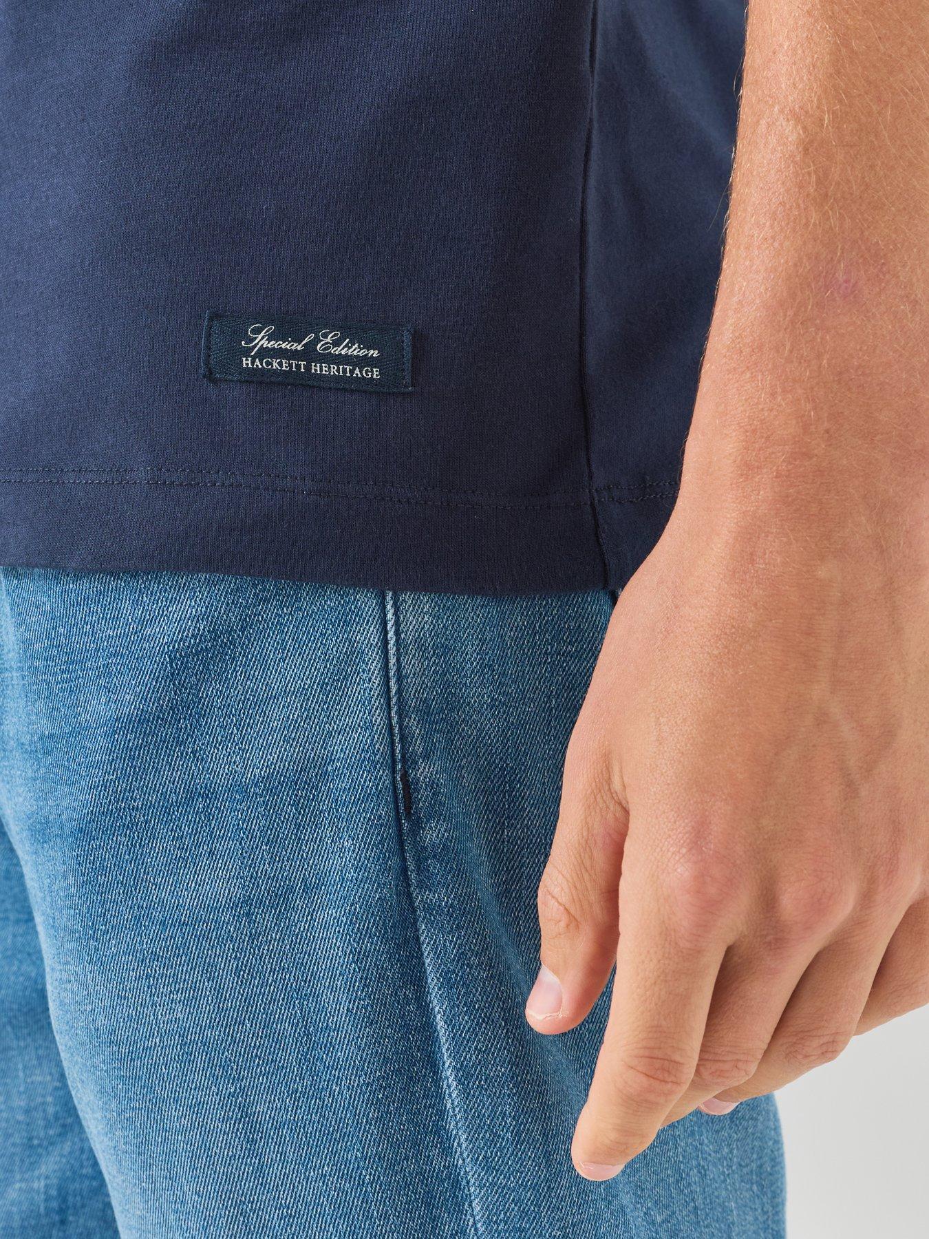 Image 5 of 5 of Hackett Classic Fit Branded Shield Graphic T-Shirt - Navy