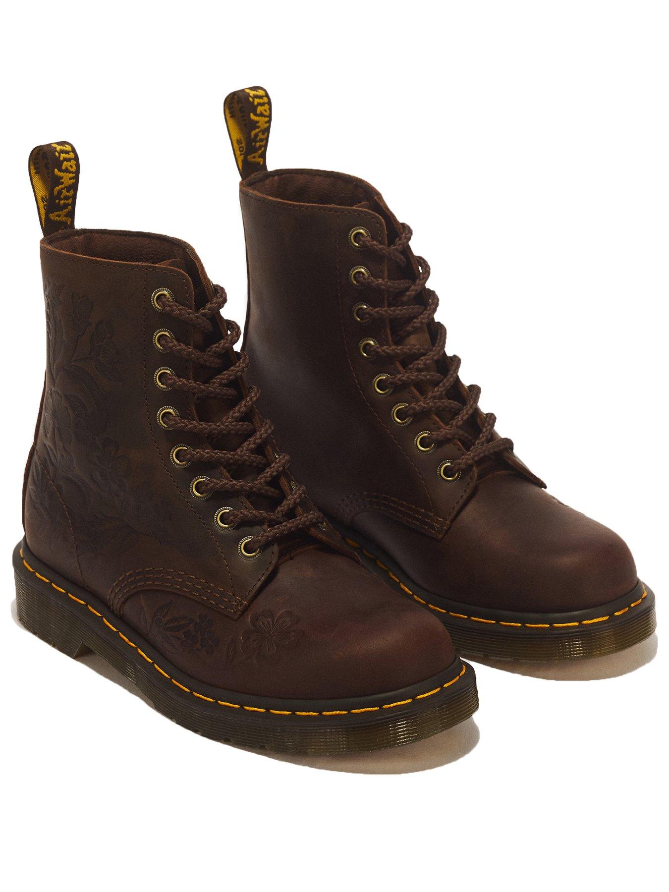 Image 2 of 7 of Dr Martens 1460 Pascal Emboss Floral 8 Eye Boot - Brown