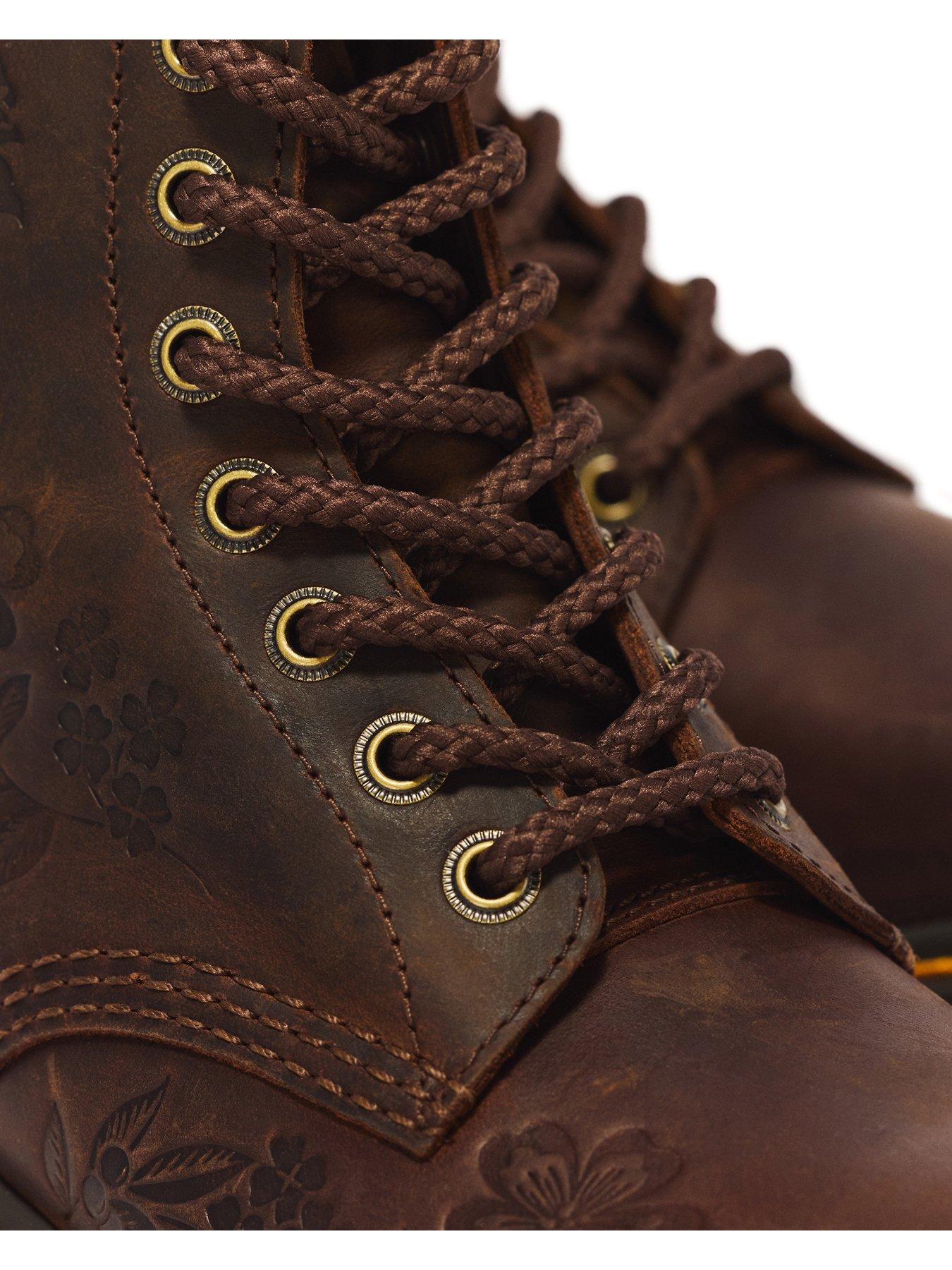 Image 7 of 7 of Dr Martens 1460 Pascal Emboss Floral 8 Eye Boot - Brown