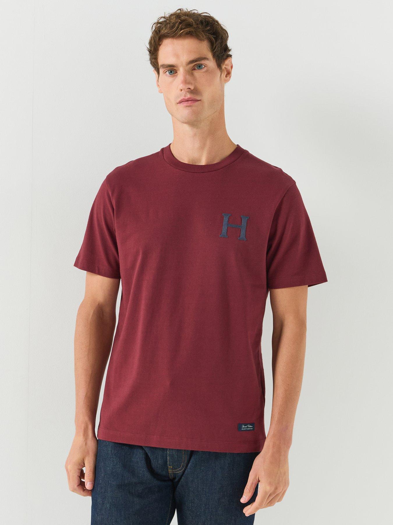 Image 1 of 6 of Hackett Men's Classic Fit Back Graphic Crew Neck T-Shirt - Dark Red