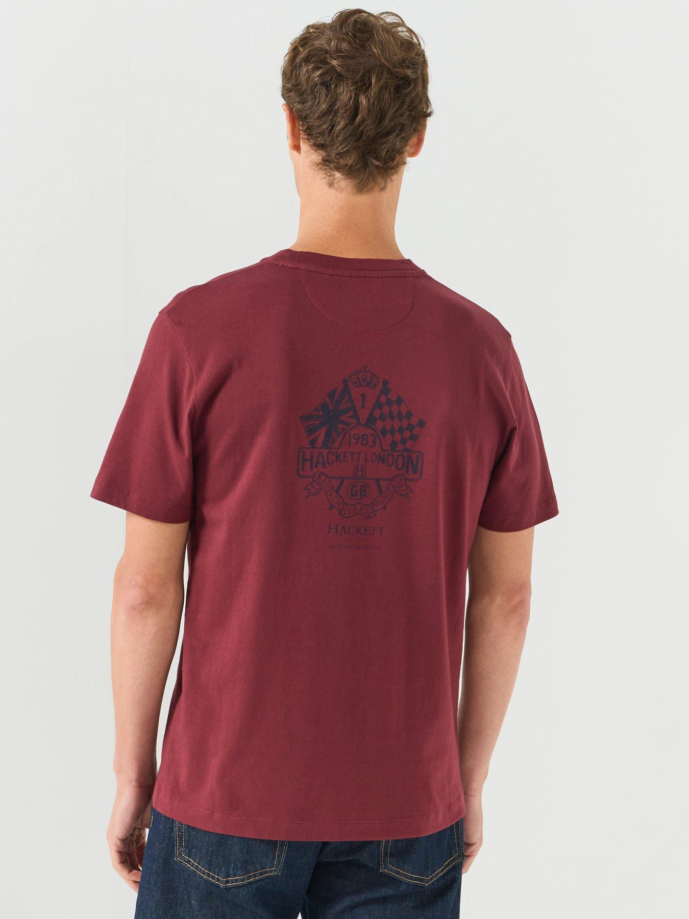 Image 2 of 6 of Hackett Men's Classic Fit Back Graphic Crew Neck T-Shirt - Dark Red