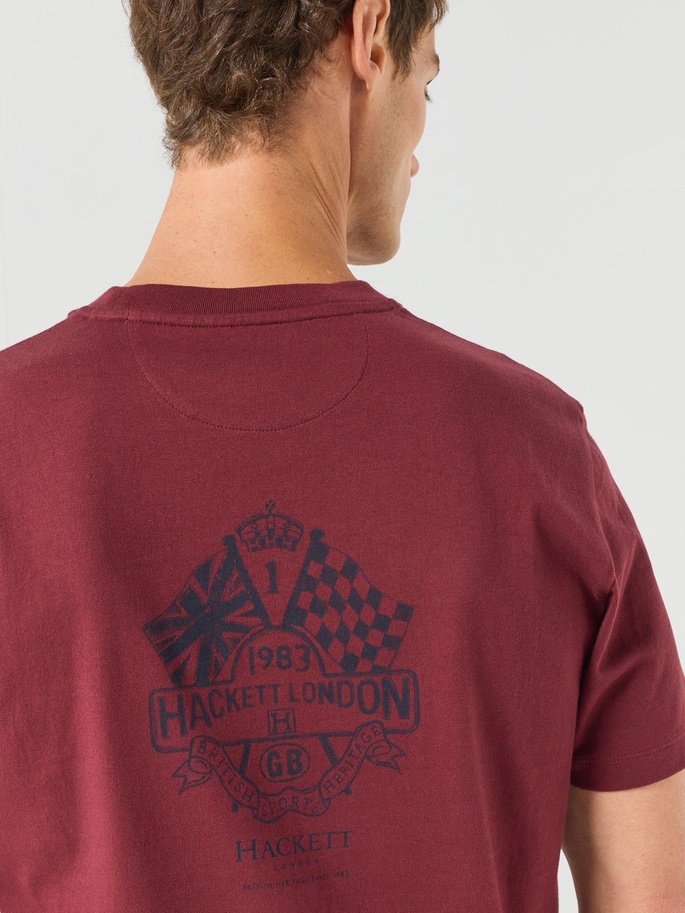 Image 4 of 6 of Hackett Men's Classic Fit Back Graphic Crew Neck T-Shirt - Dark Red