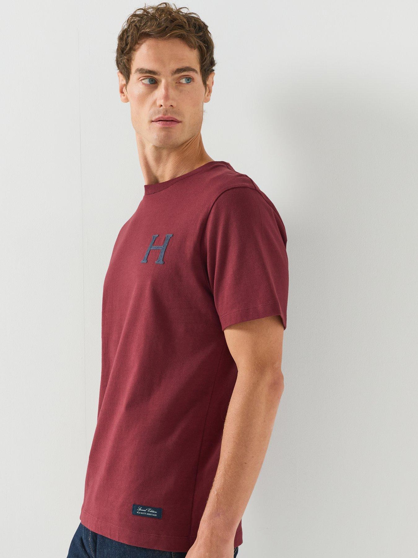 Image 6 of 6 of Hackett Men's Classic Fit Back Graphic Crew Neck T-Shirt - Dark Red