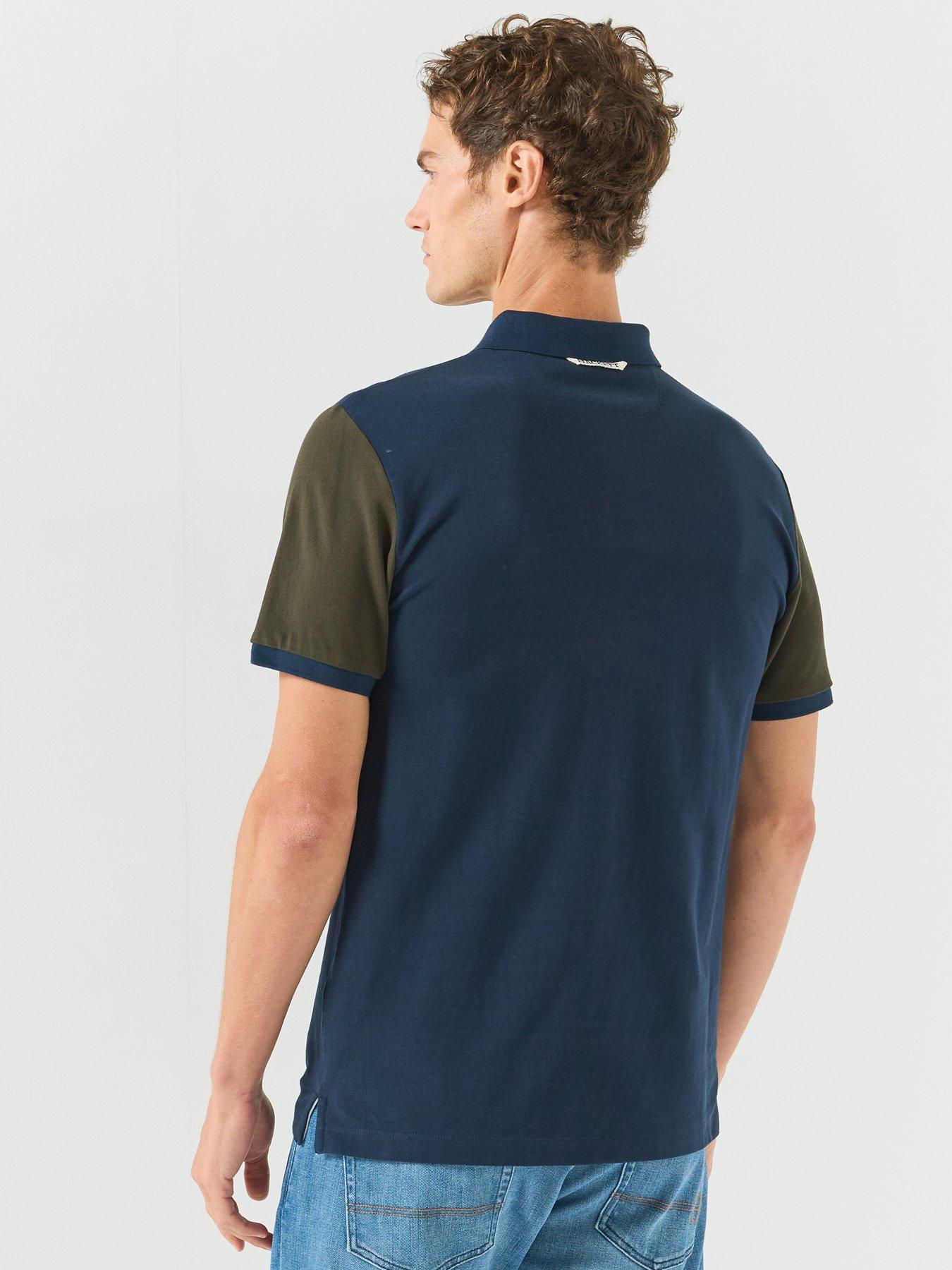 Image 2 of 6 of Hackett Heritage Contrast Sleeve Polo Shirt - Navy