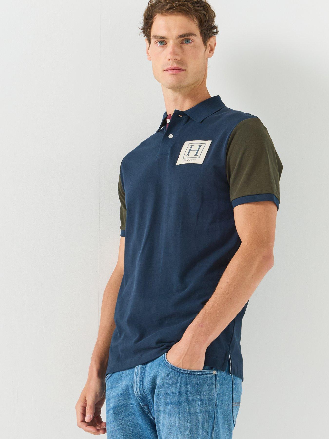 Image 6 of 6 of Hackett Heritage Contrast Sleeve Polo Shirt - Navy