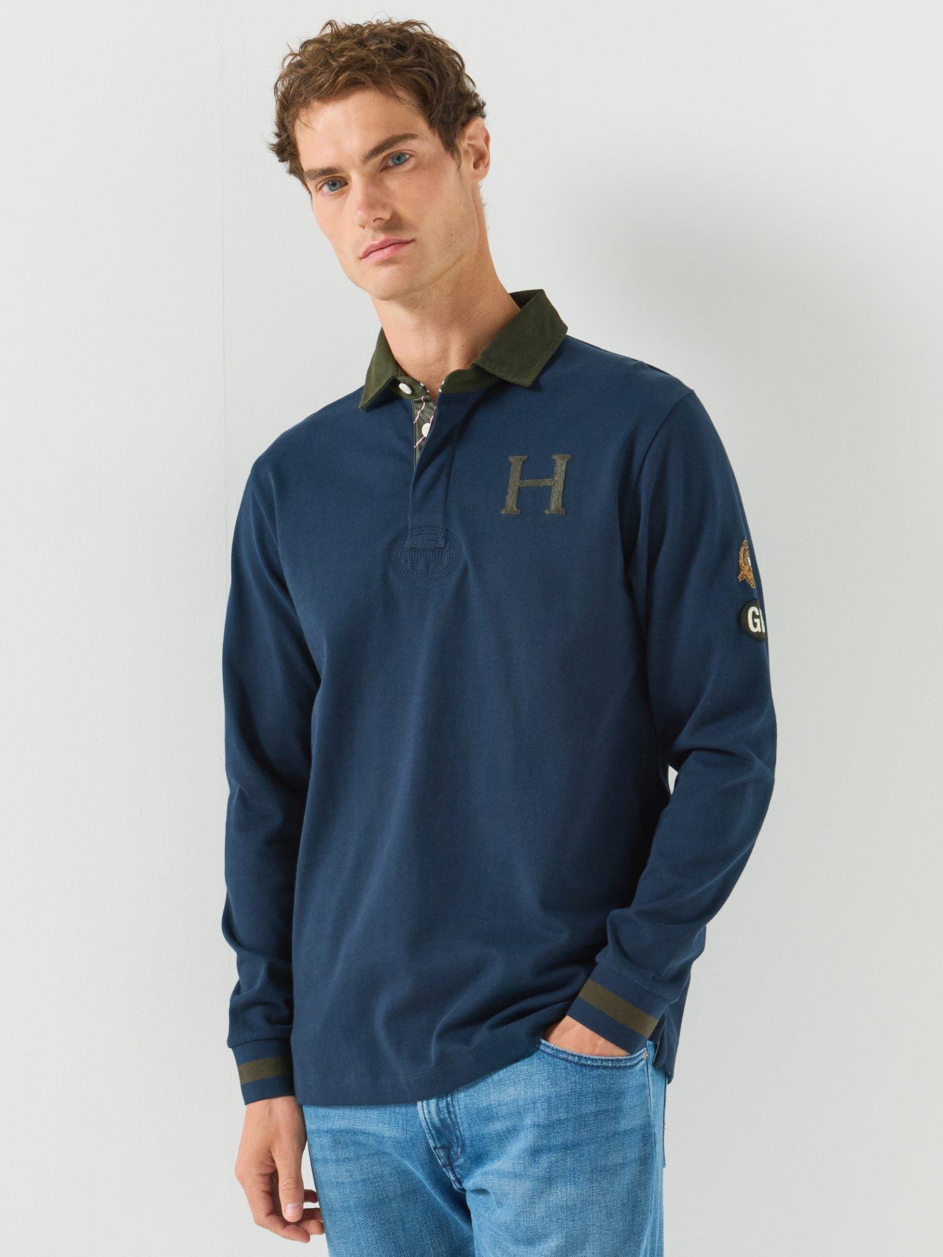Hackett Heritage Multi Badge Rugby Shirt - Navy