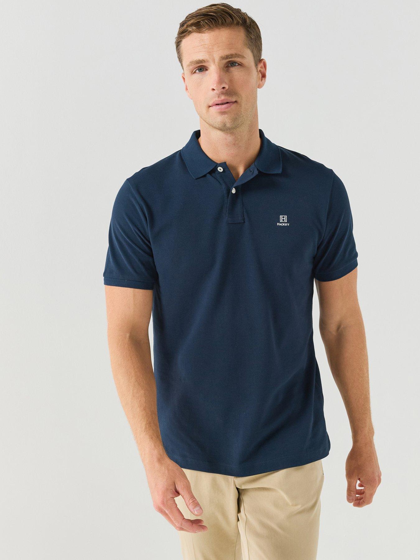 Image 1 of 6 of Hackett Mens Regular Fit Small Logo Polo Shirt - Navy
