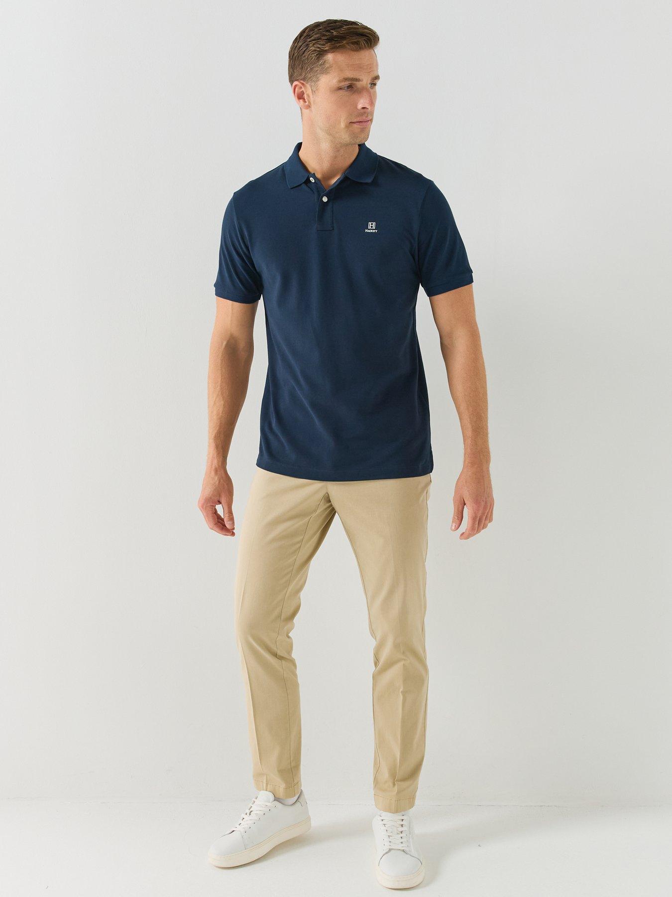 Image 3 of 6 of Hackett Mens Regular Fit Small Logo Polo Shirt - Navy