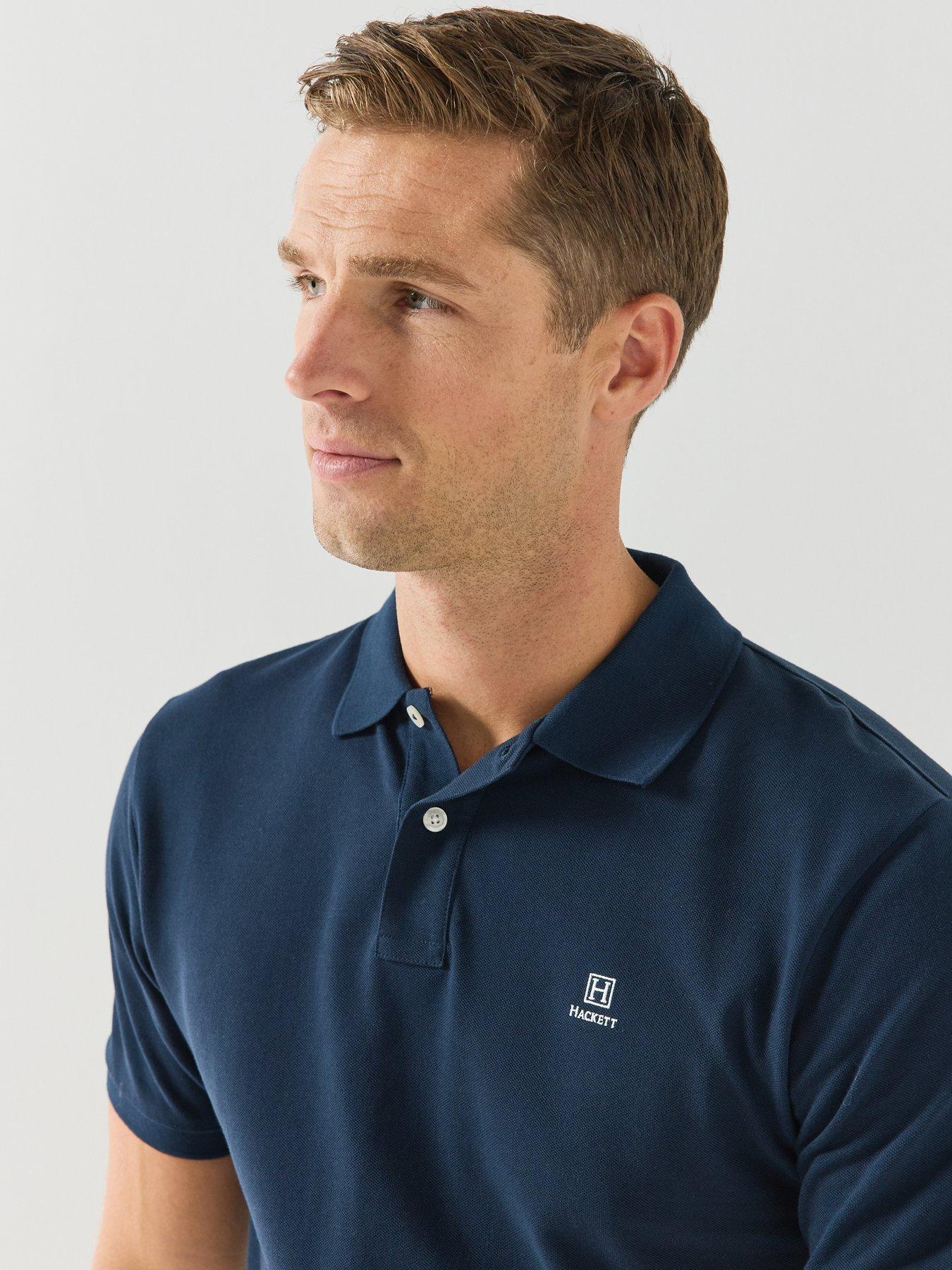Image 6 of 6 of Hackett Mens Regular Fit Small Logo Polo Shirt - Navy