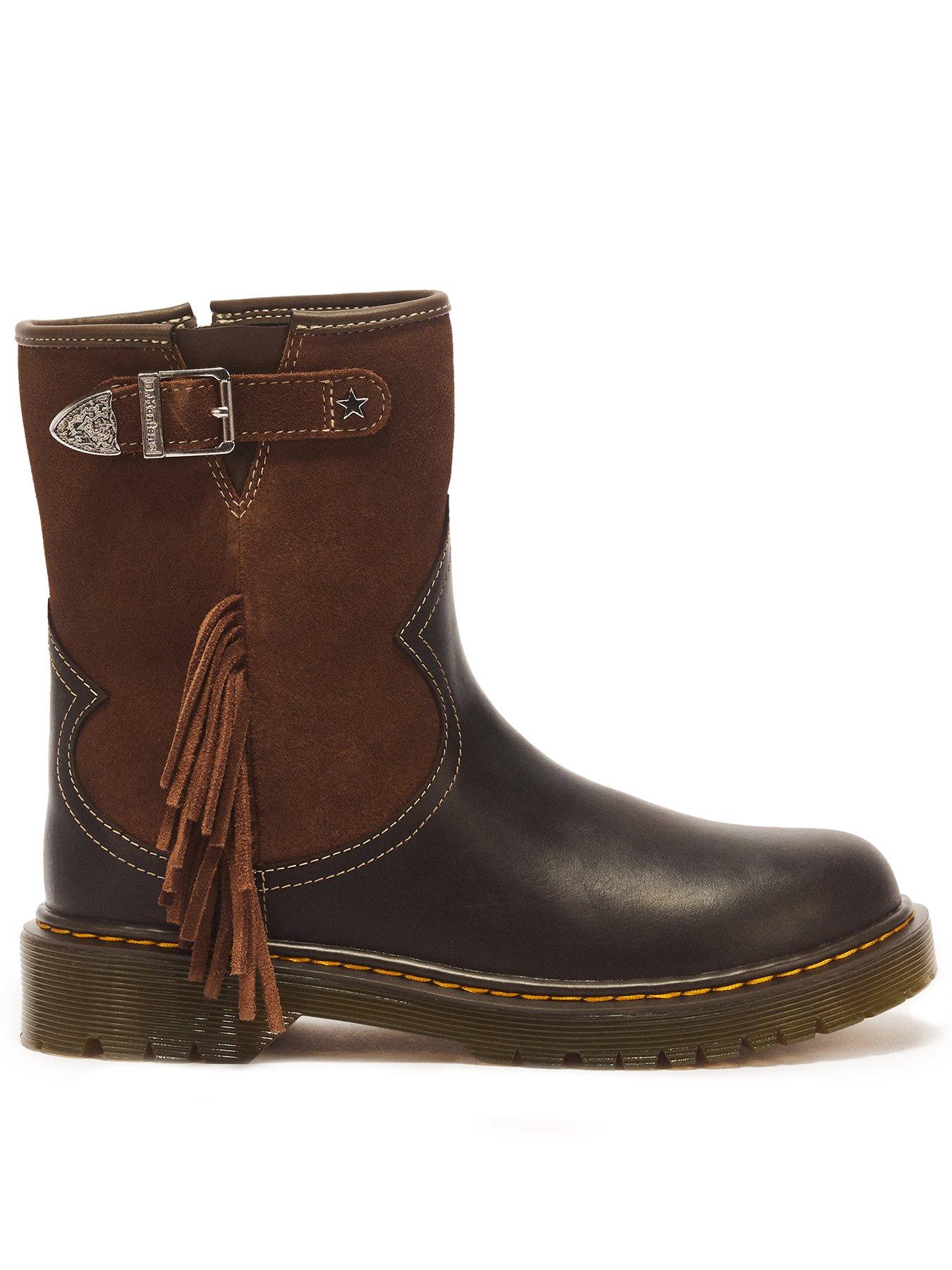 Dr Martens Genaya Rodeo Y Rigger Boot Republic Bronx Suede - Dark Brown