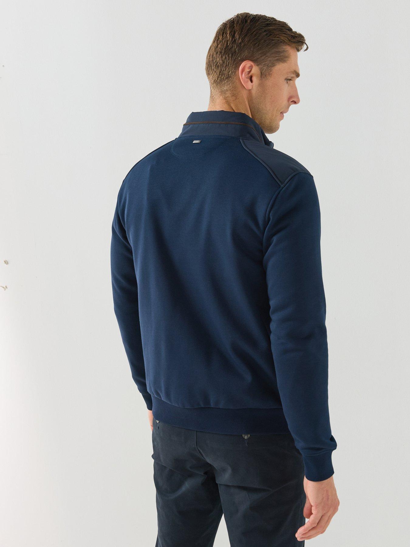 Image 2 of 6 of Hackett Mens Quilted Hybrid Zip Through Sweatshirt - Navy