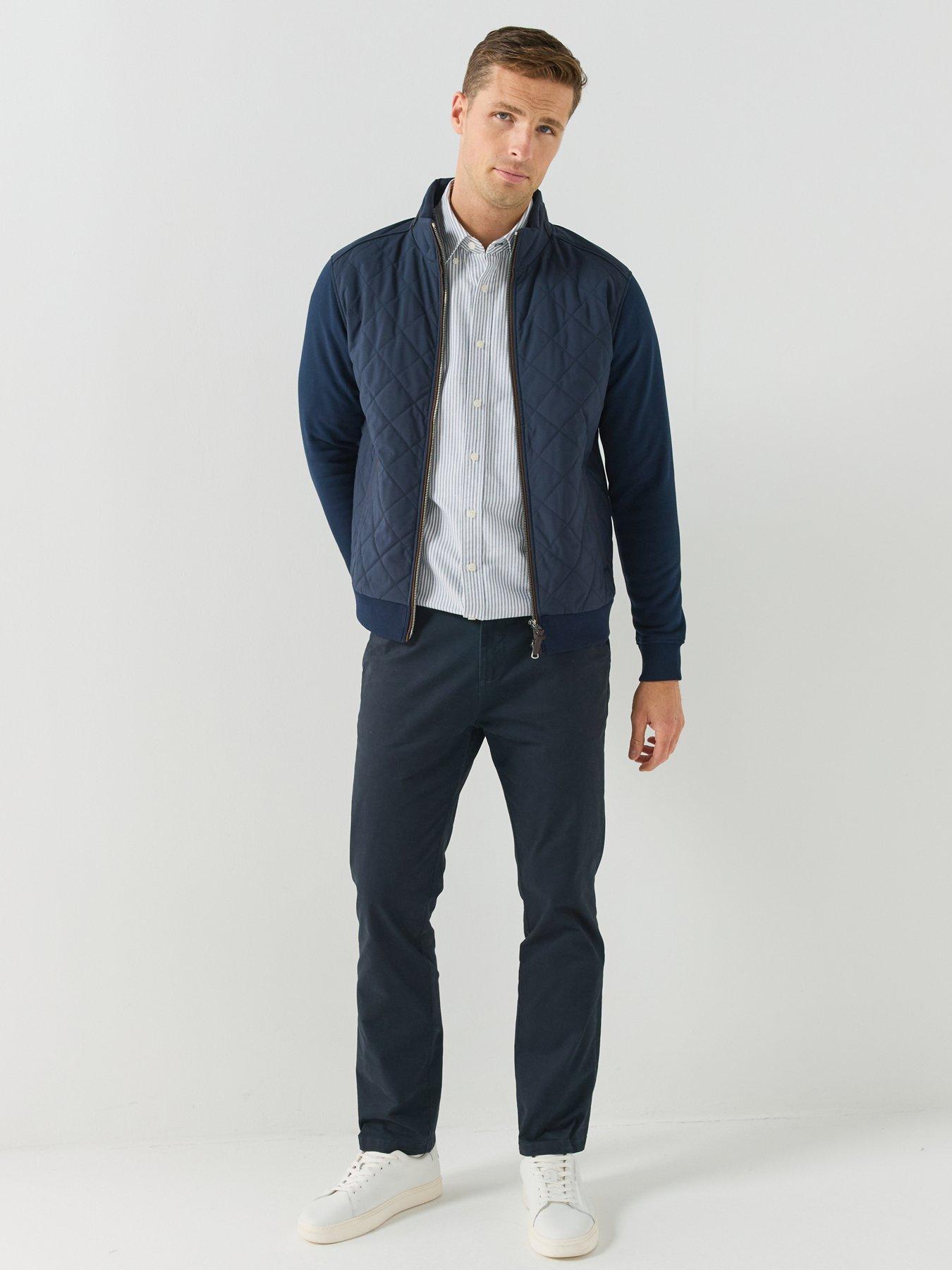 Image 3 of 6 of Hackett Mens Quilted Hybrid Zip Through Sweatshirt - Navy