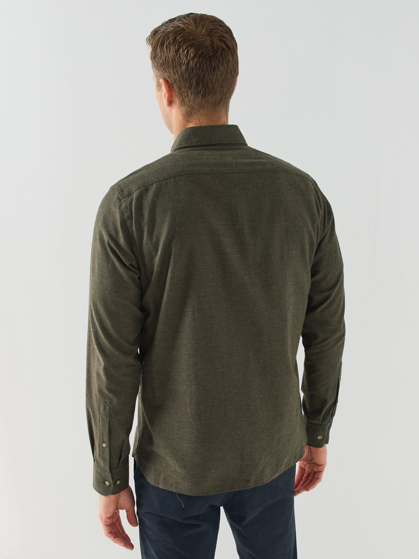 Image 2 of 6 of Hackett Mens Flannel Multi Trim Long Sleeve Shirt - Dark Green