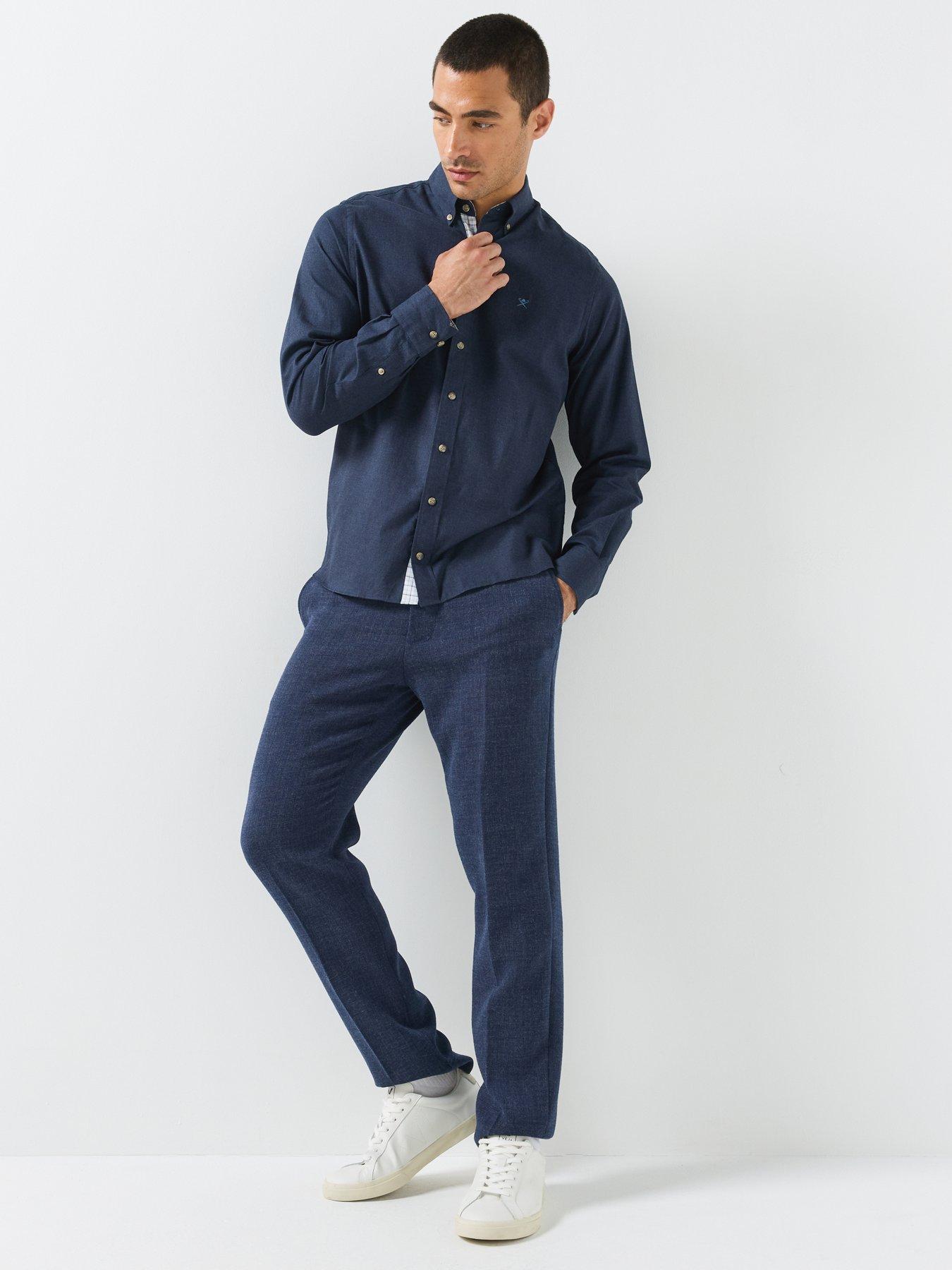 Image 3 of 6 of Hackett London Flannel Multi Trim Longsleeve Shirt - Navy