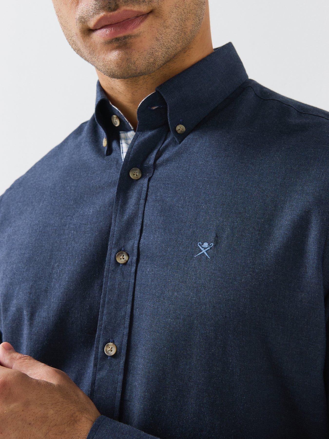 Image 4 of 6 of Hackett London Flannel Multi Trim Longsleeve Shirt - Navy