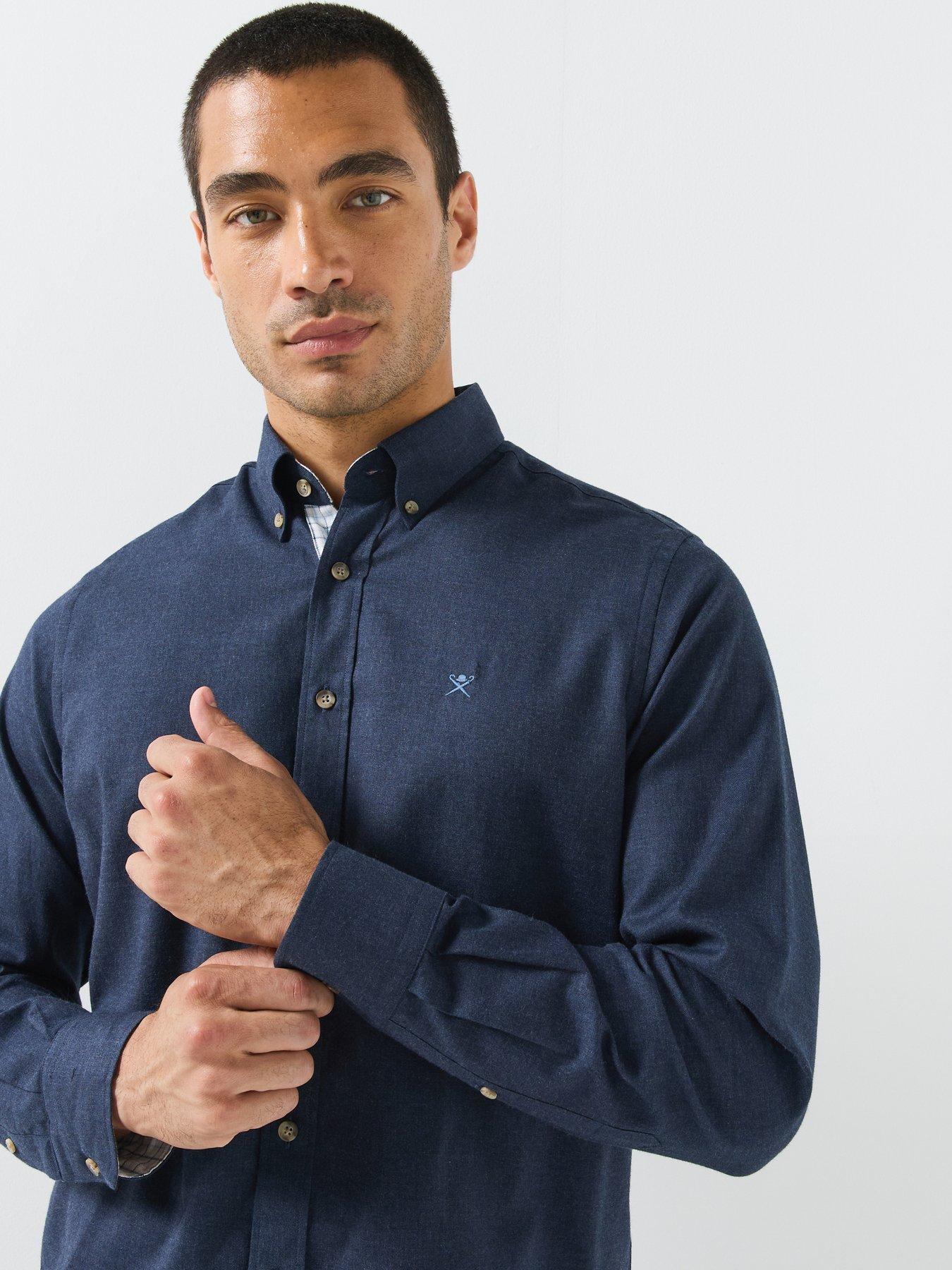 Image 6 of 6 of Hackett London Flannel Multi Trim Longsleeve Shirt - Navy