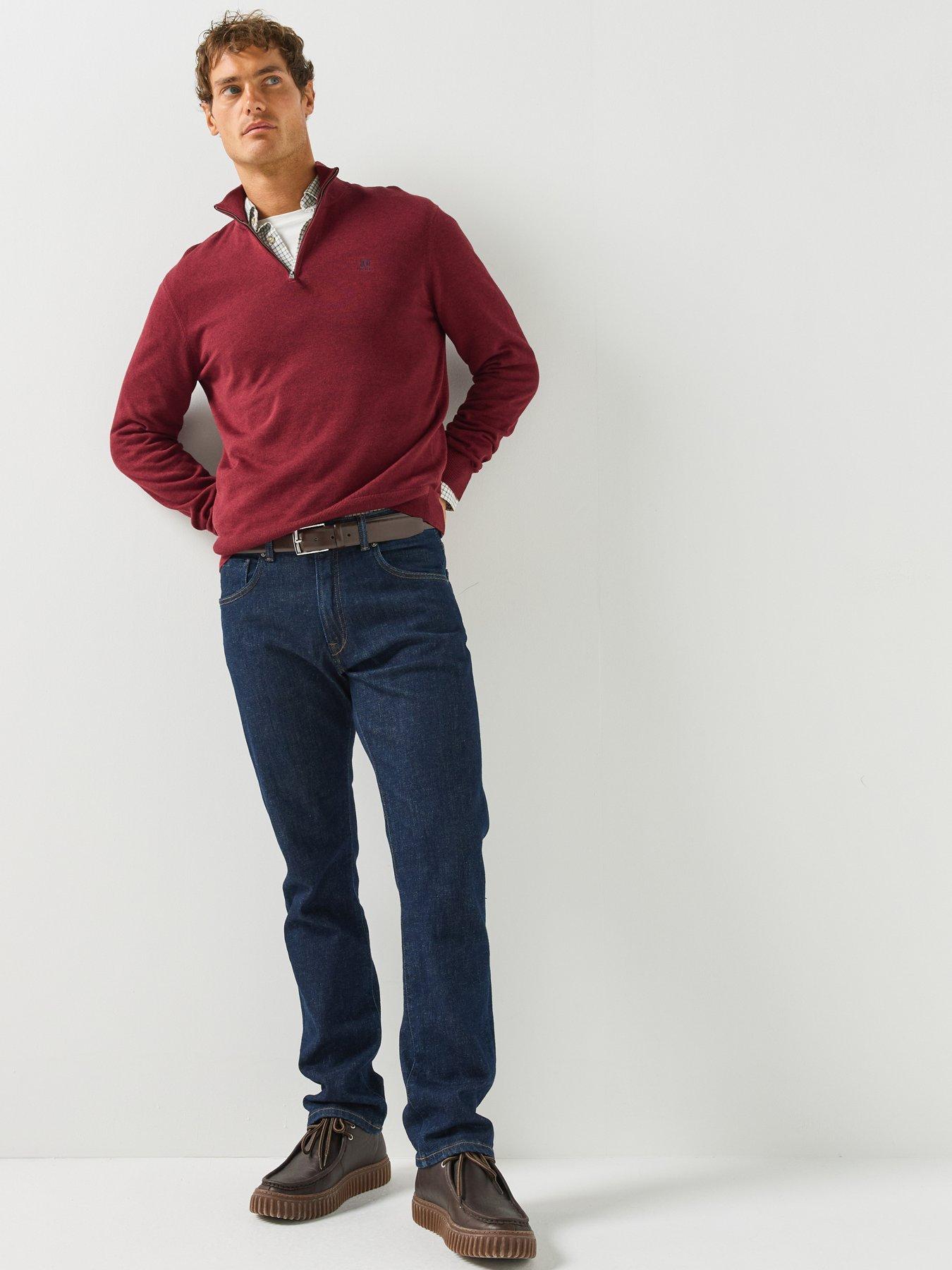 Image 3 of 5 of Hackett Heritage Cotton Half Zip Knitted Jumper - Burgundy