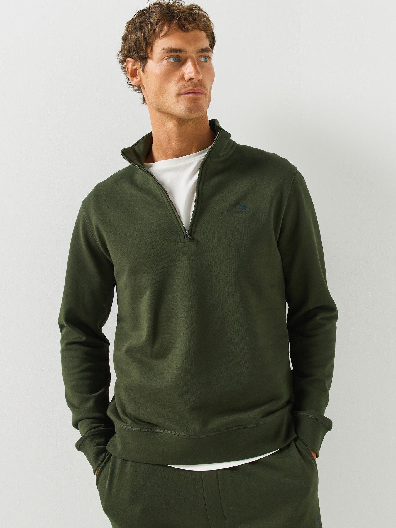 Hackett Hackett Heritage H Small Logo Half Zip Sweatshirt - Dark Green