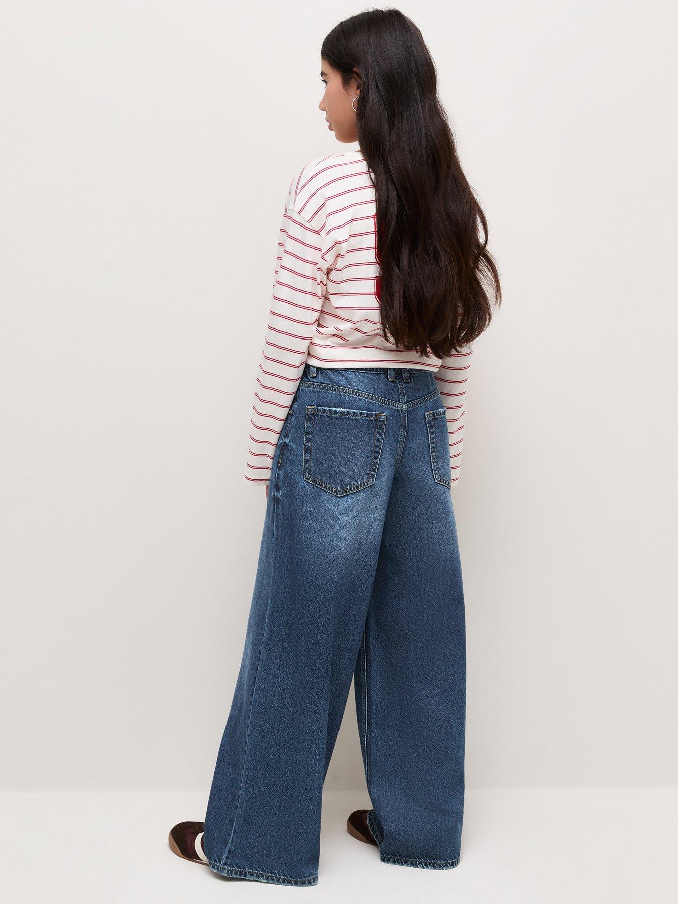 Image 2 of 6 of New Look 915 Girls Blue Low Rise Super Wide Leg Jeans