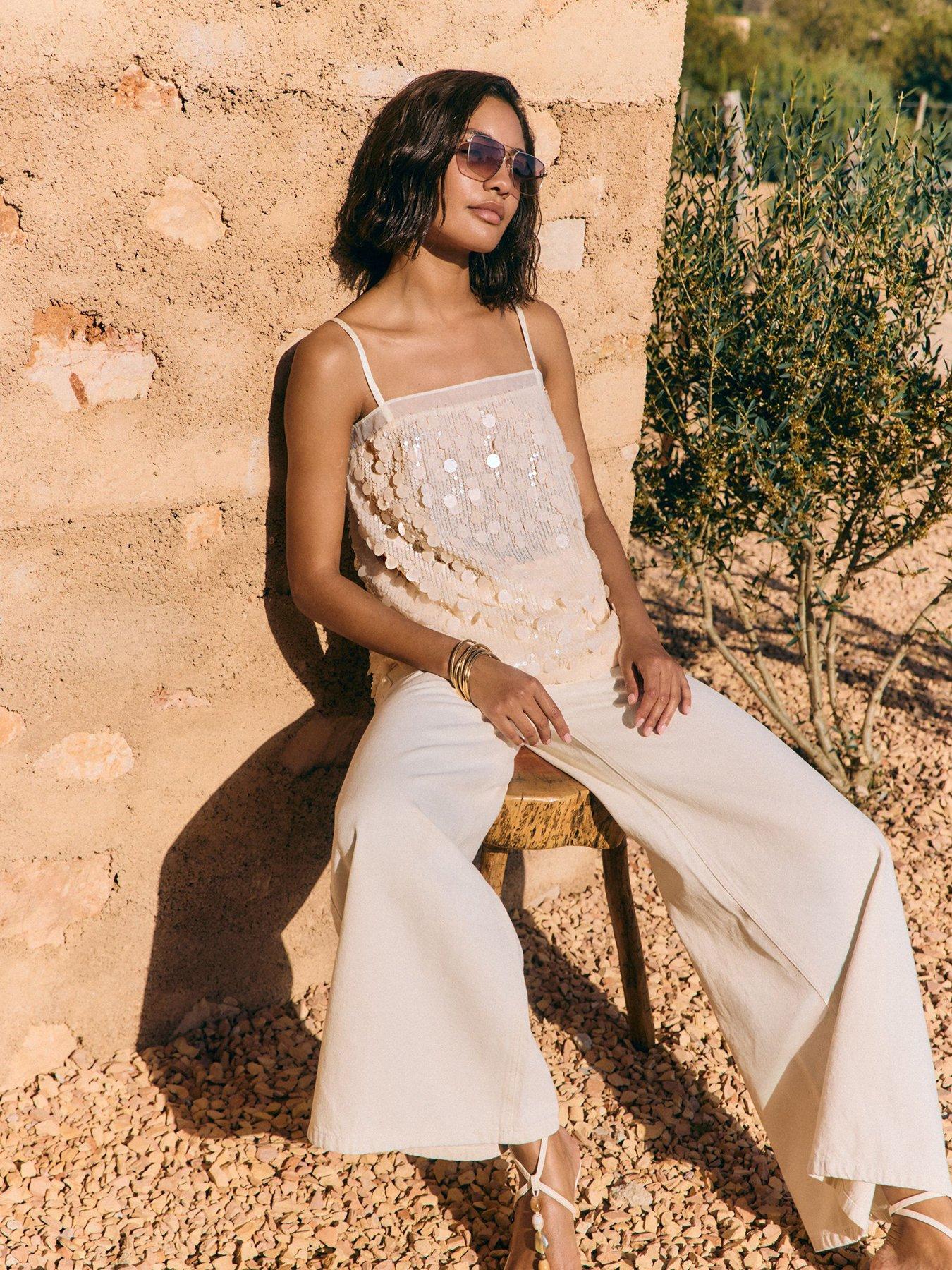 Image 4 of 4 of Friends Like These Cream Sequin Cami Top