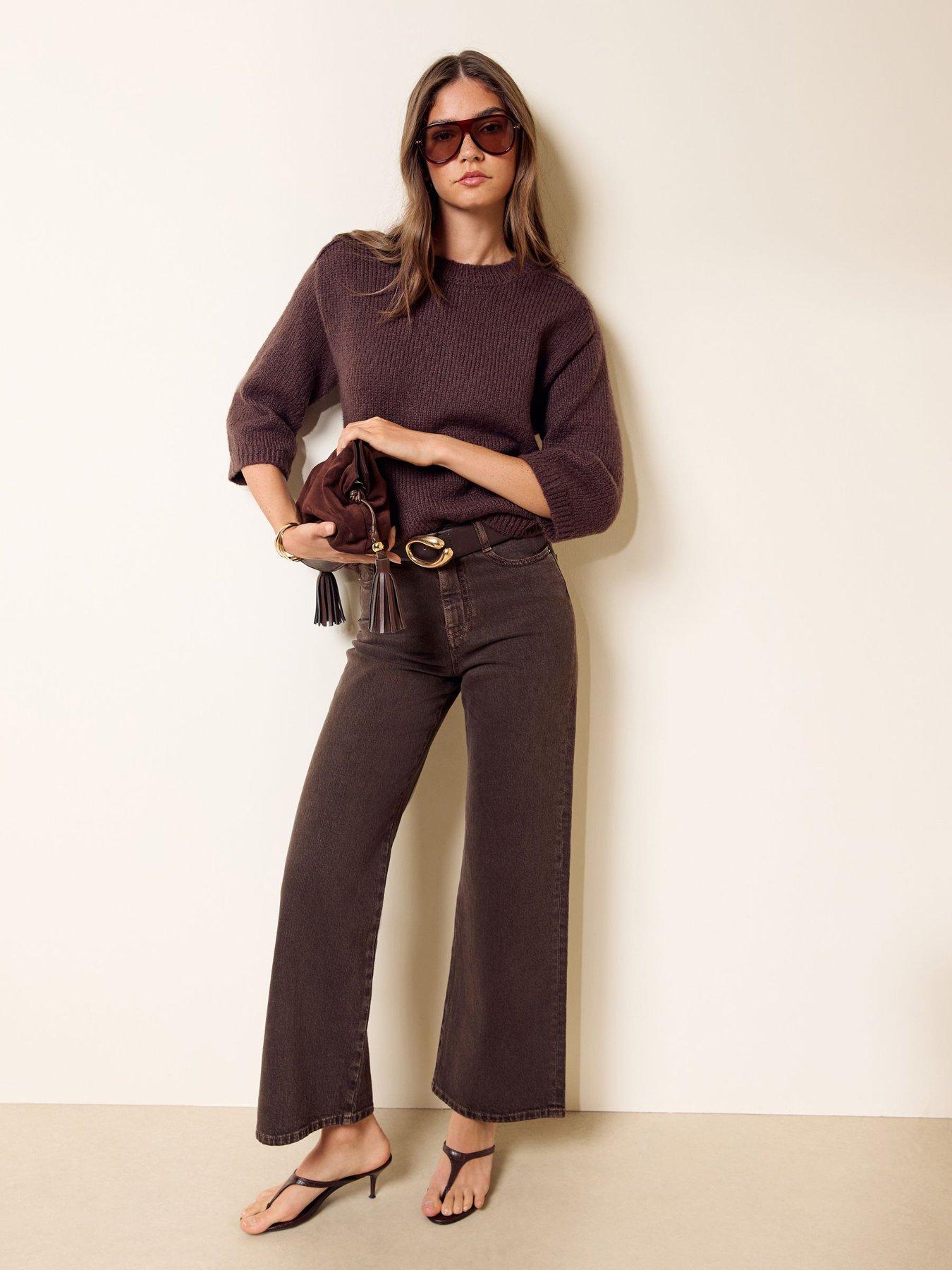 Image 2 of 5 of Friends Like These Women's Saddle Seam Knitted Jumper - Brown