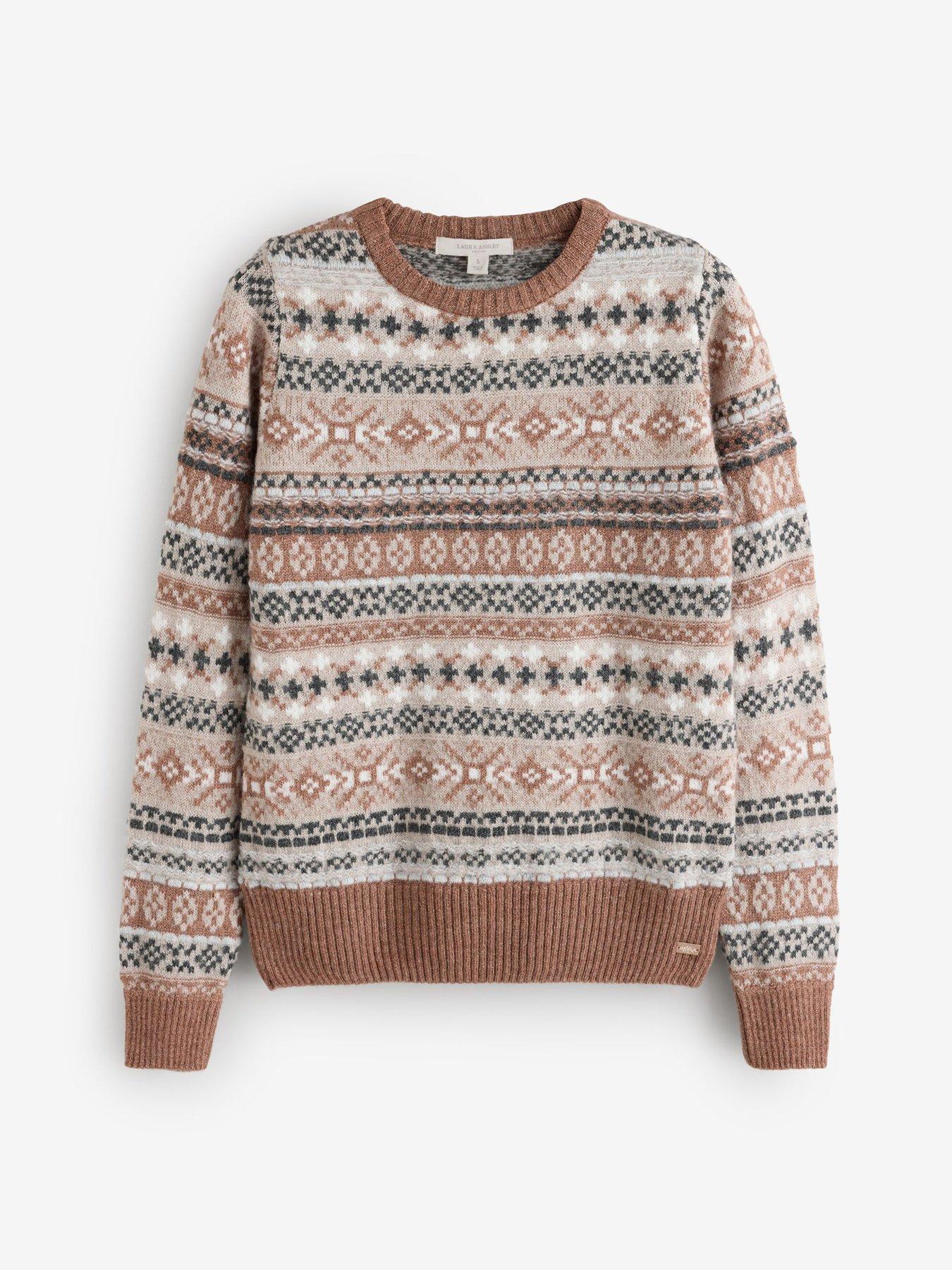 Laura Ashley Easy Crew Fairisle Jumper - Brown