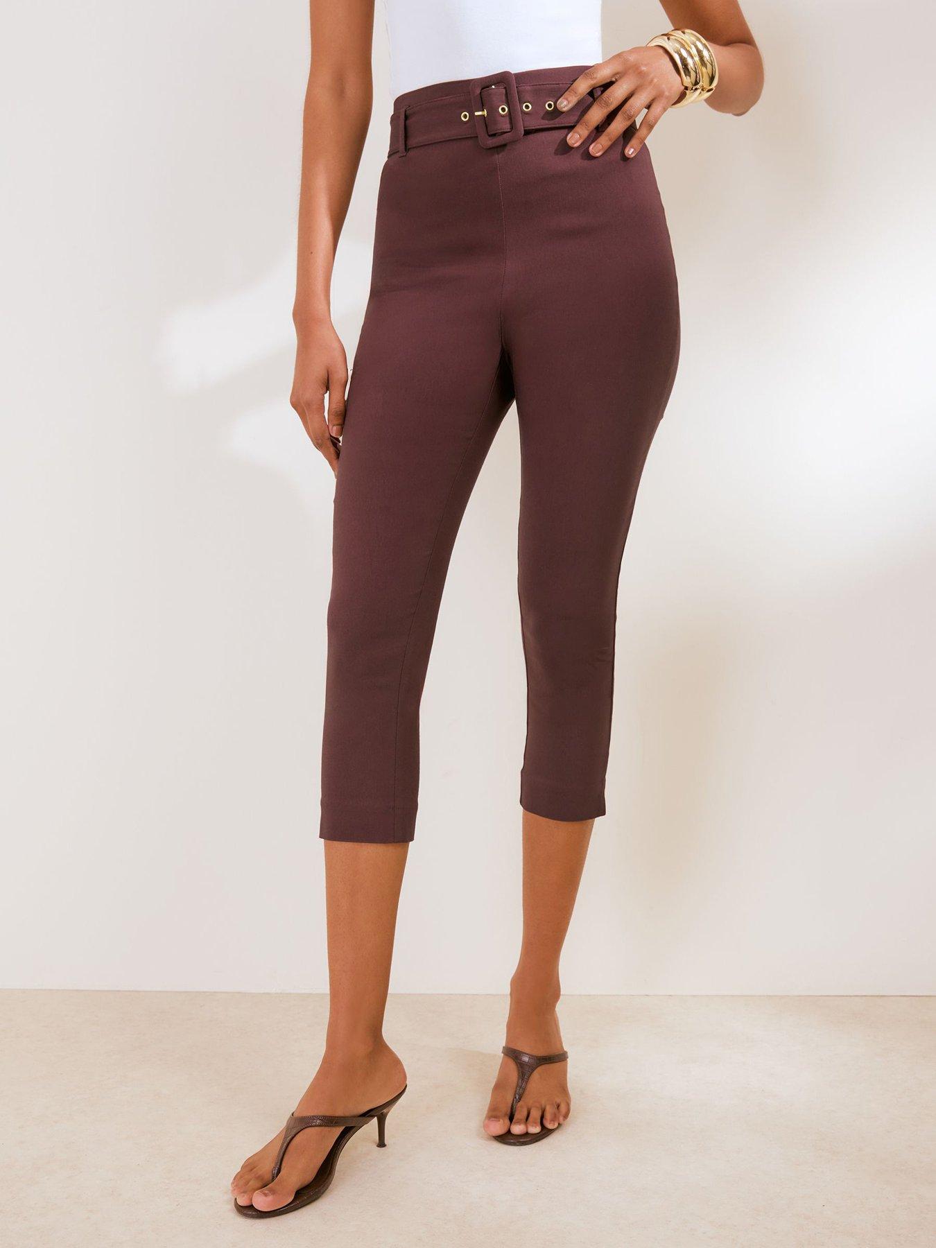 Friends Like These Brown Belted Sculpting Stretch Capri