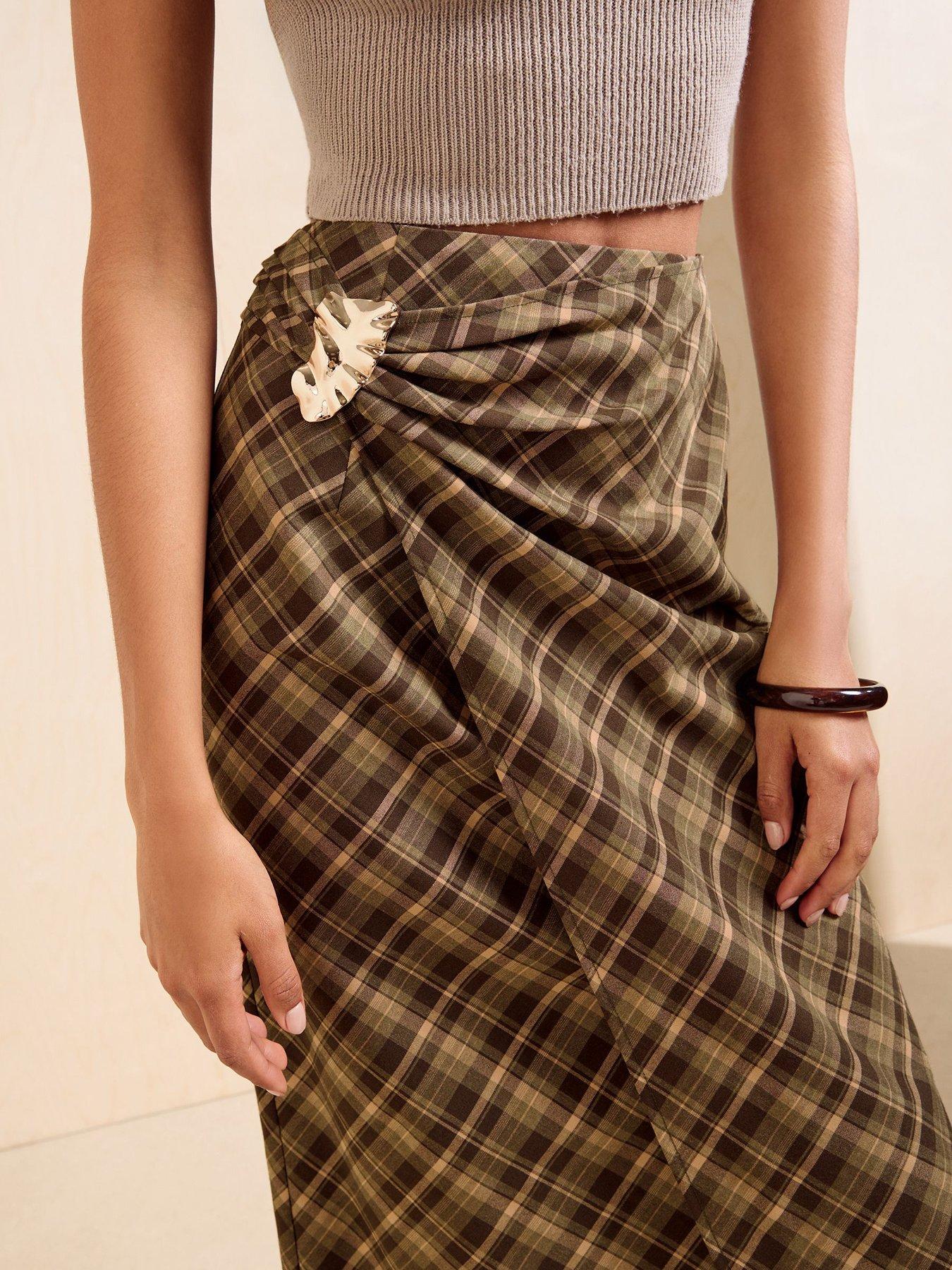 Image 4 of 5 of Friends Like These Check Wrap Midi - Green