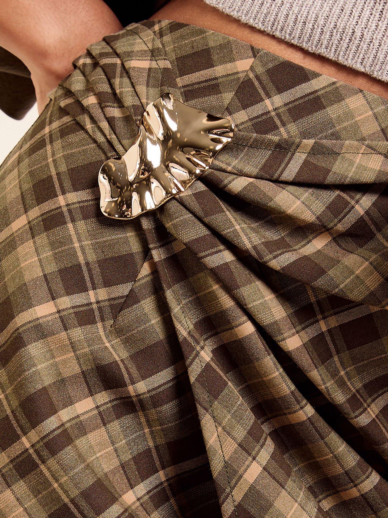 Image 5 of 5 of Friends Like These Check Wrap Midi - Green