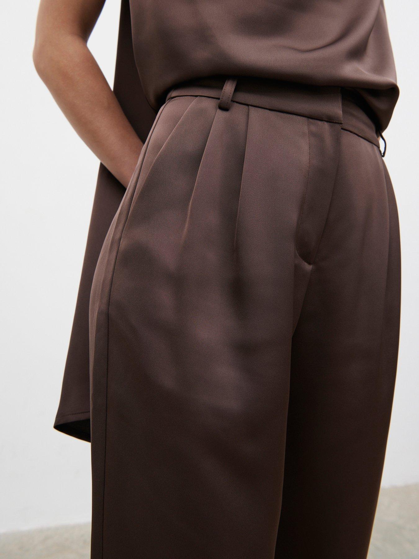 Image 1 of 3 of Pretty Lavish Breya Tailored Trouser- Chocolate Brown