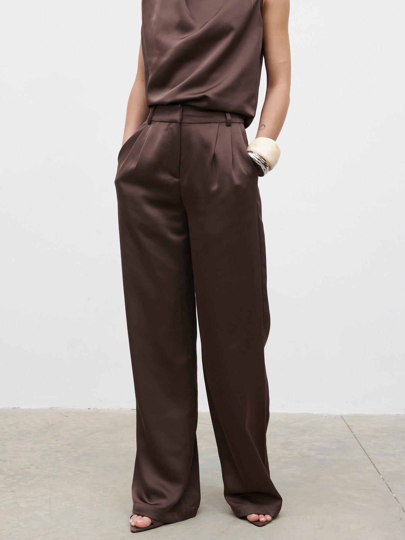Image 3 of 3 of Pretty Lavish Breya Tailored Trouser- Chocolate Brown