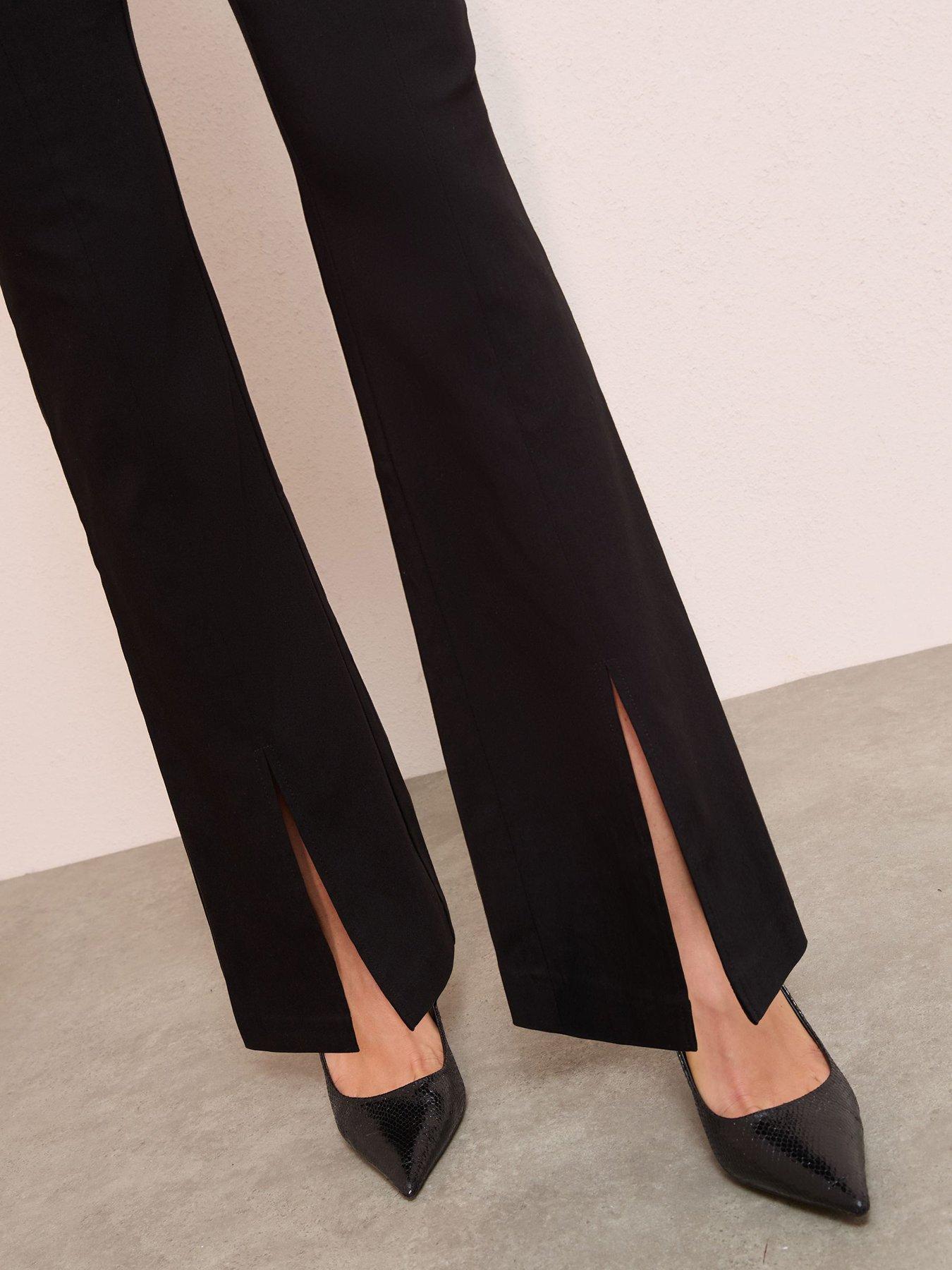 Image 4 of 5 of Friends Like These Black Sculpting Stretch Split Flare Trousers