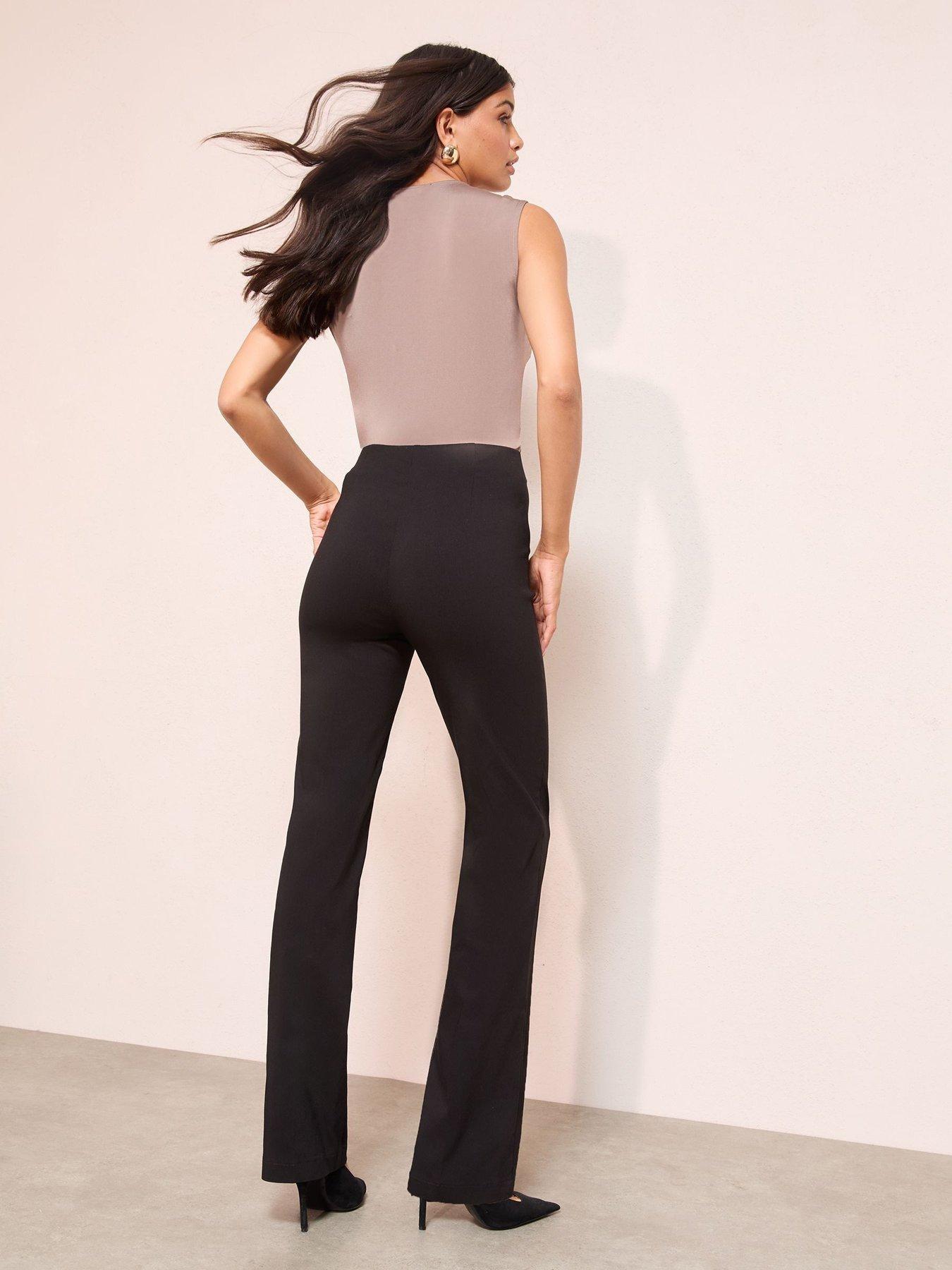 Image 5 of 5 of Friends Like These Black Sculpting Stretch Split Flare Trousers