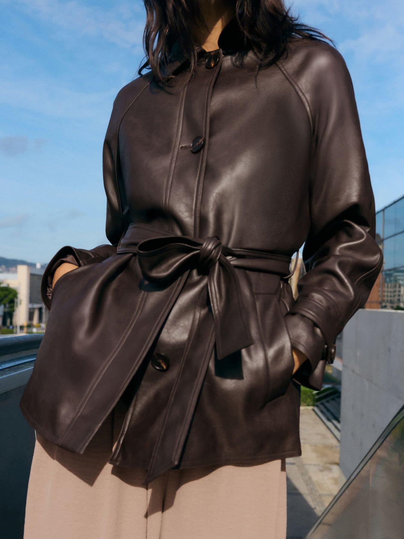 Friends Like These Chocolate Brown Faux Leather Belted Jacket