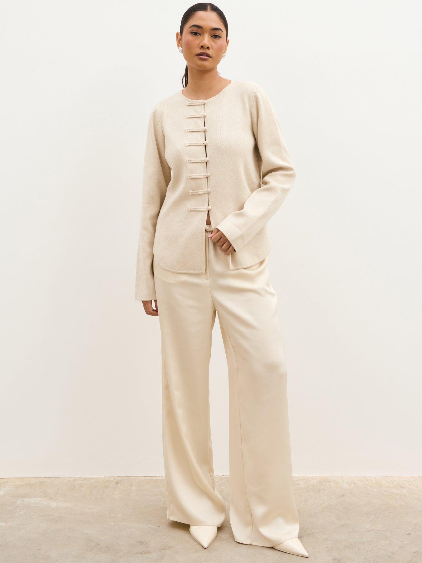Image 1 of 5 of Pretty Lavish Harlyn Knit Cardigan - Stone