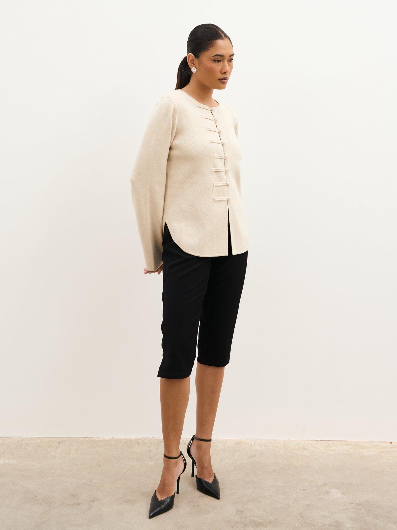 Image 5 of 5 of Pretty Lavish Harlyn Knit Cardigan - Stone