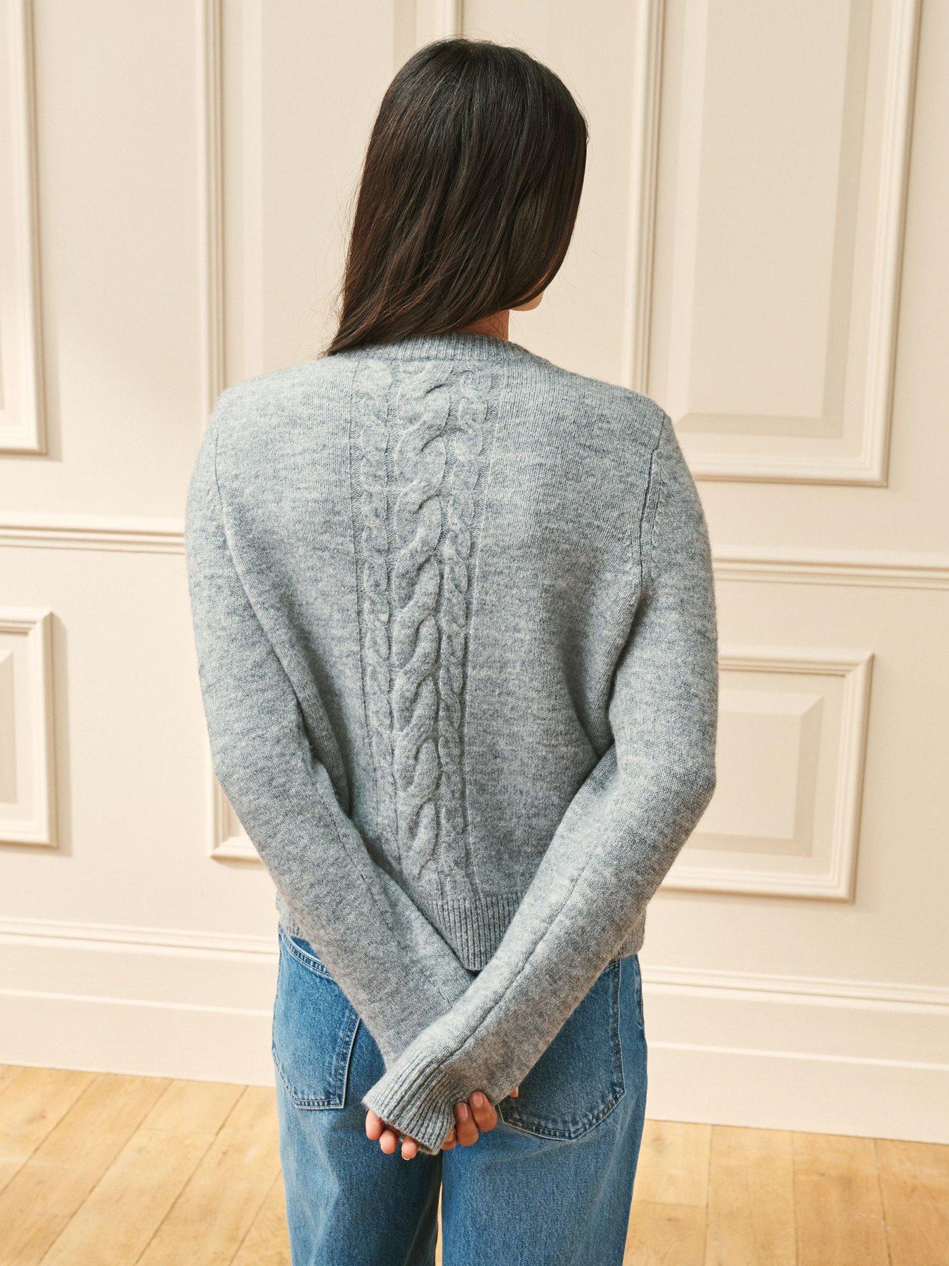 Image 2 of 7 of Laura Ashley Grey Cable Knit Cardigan