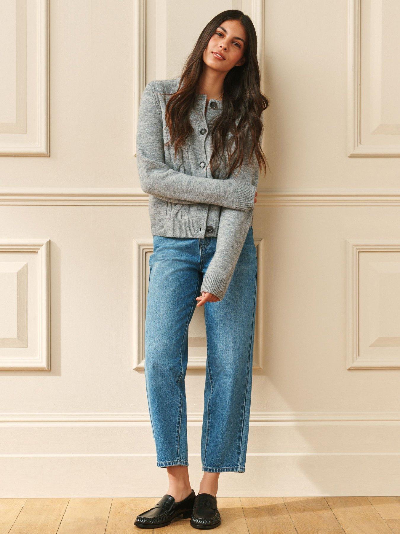 Image 3 of 7 of Laura Ashley Grey Cable Knit Cardigan