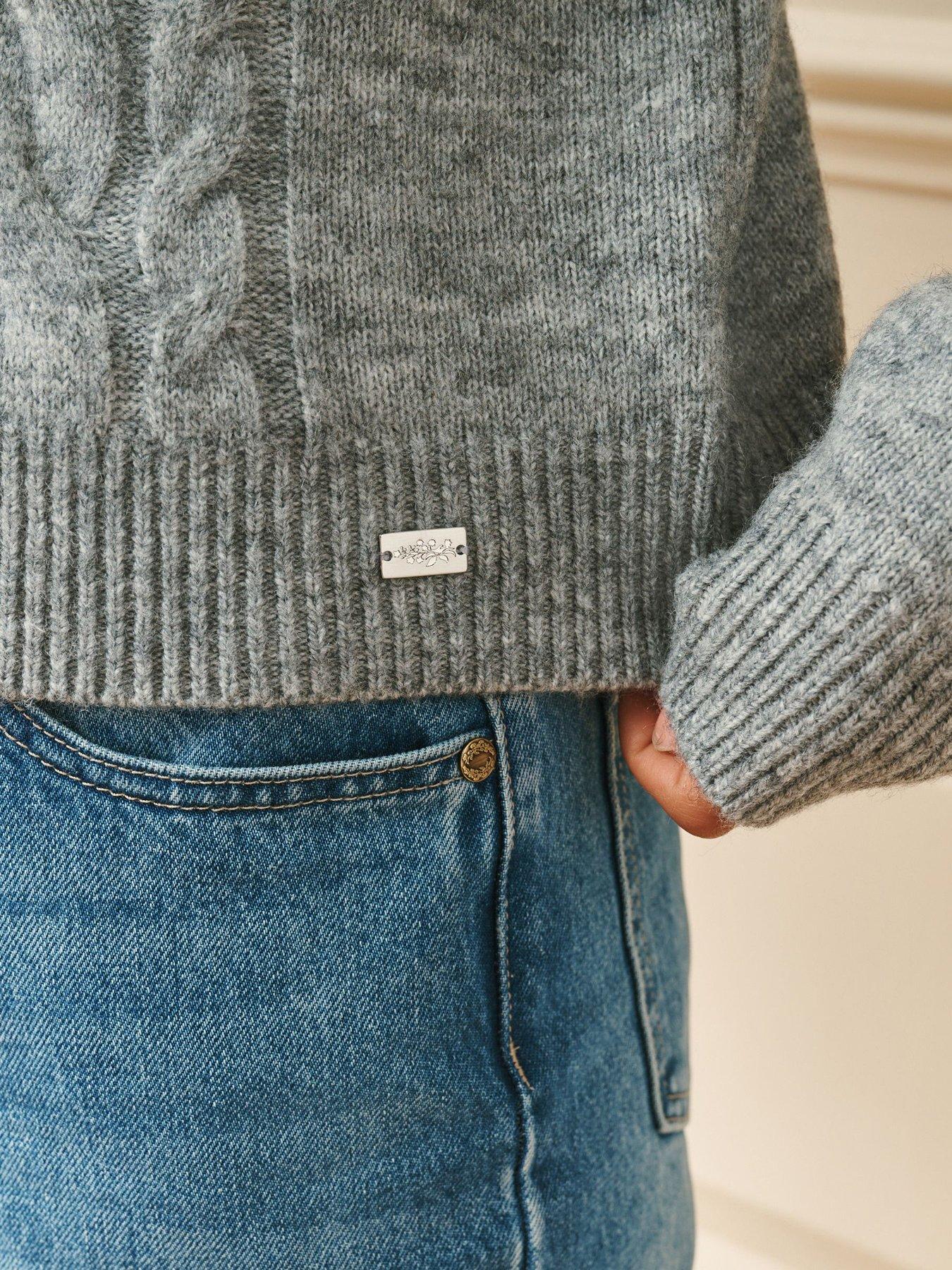 Image 4 of 7 of Laura Ashley Grey Cable Knit Cardigan