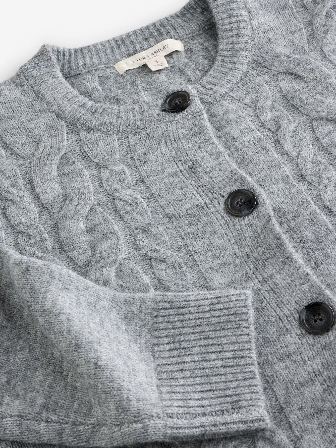 Image 5 of 7 of Laura Ashley Grey Cable Knit Cardigan