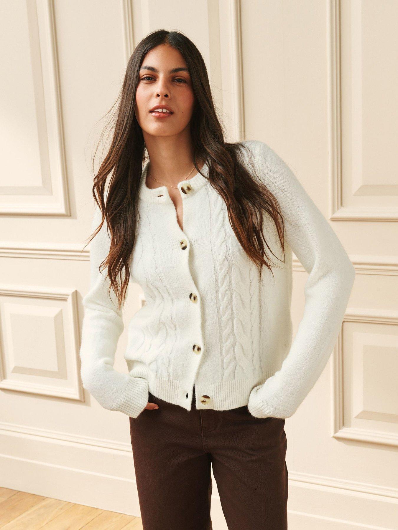 Image 1 of 7 of Laura Ashley Cream Cable Knit Cardigan