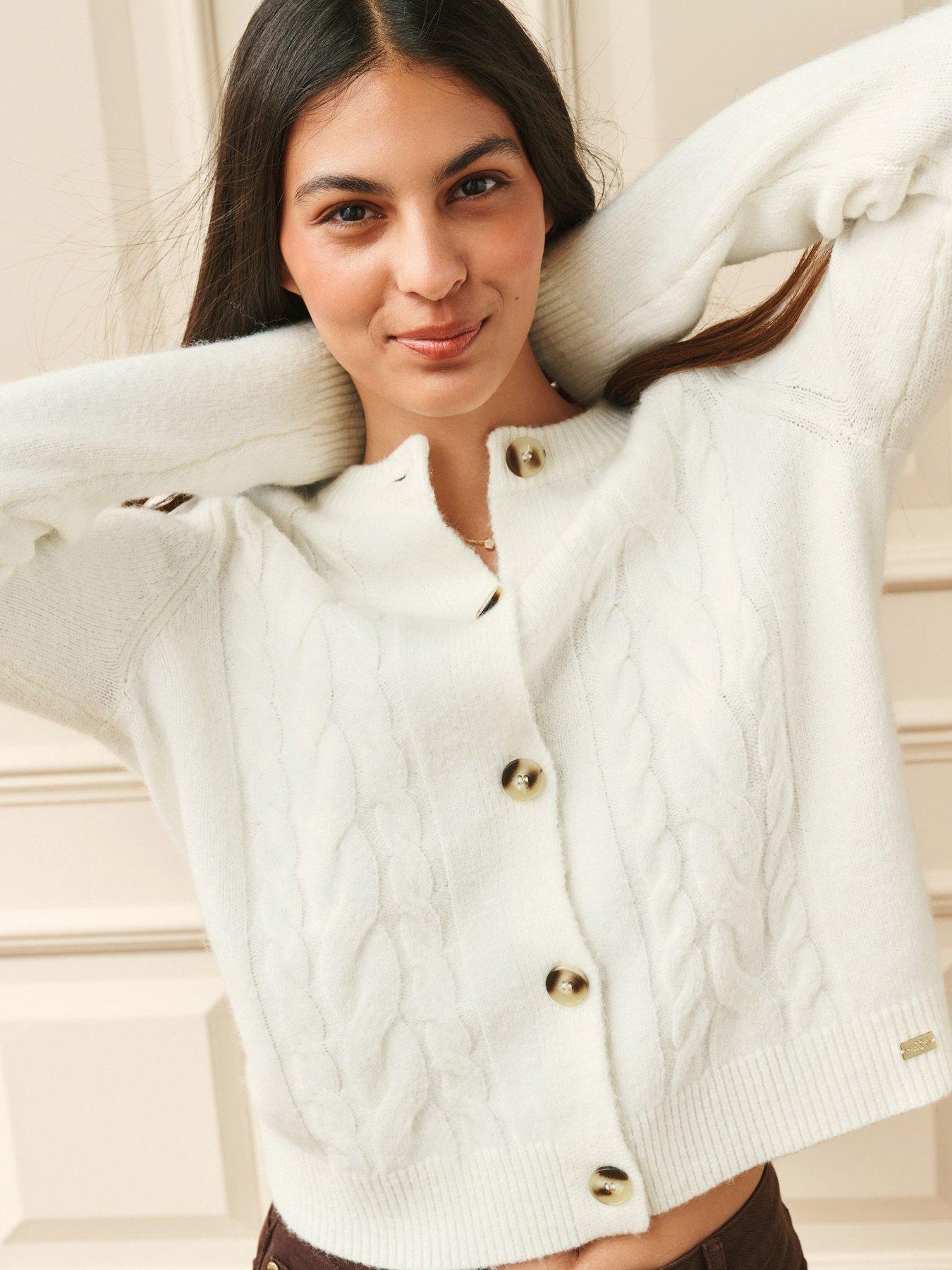 Image 3 of 7 of Laura Ashley Cream Cable Knit Cardigan