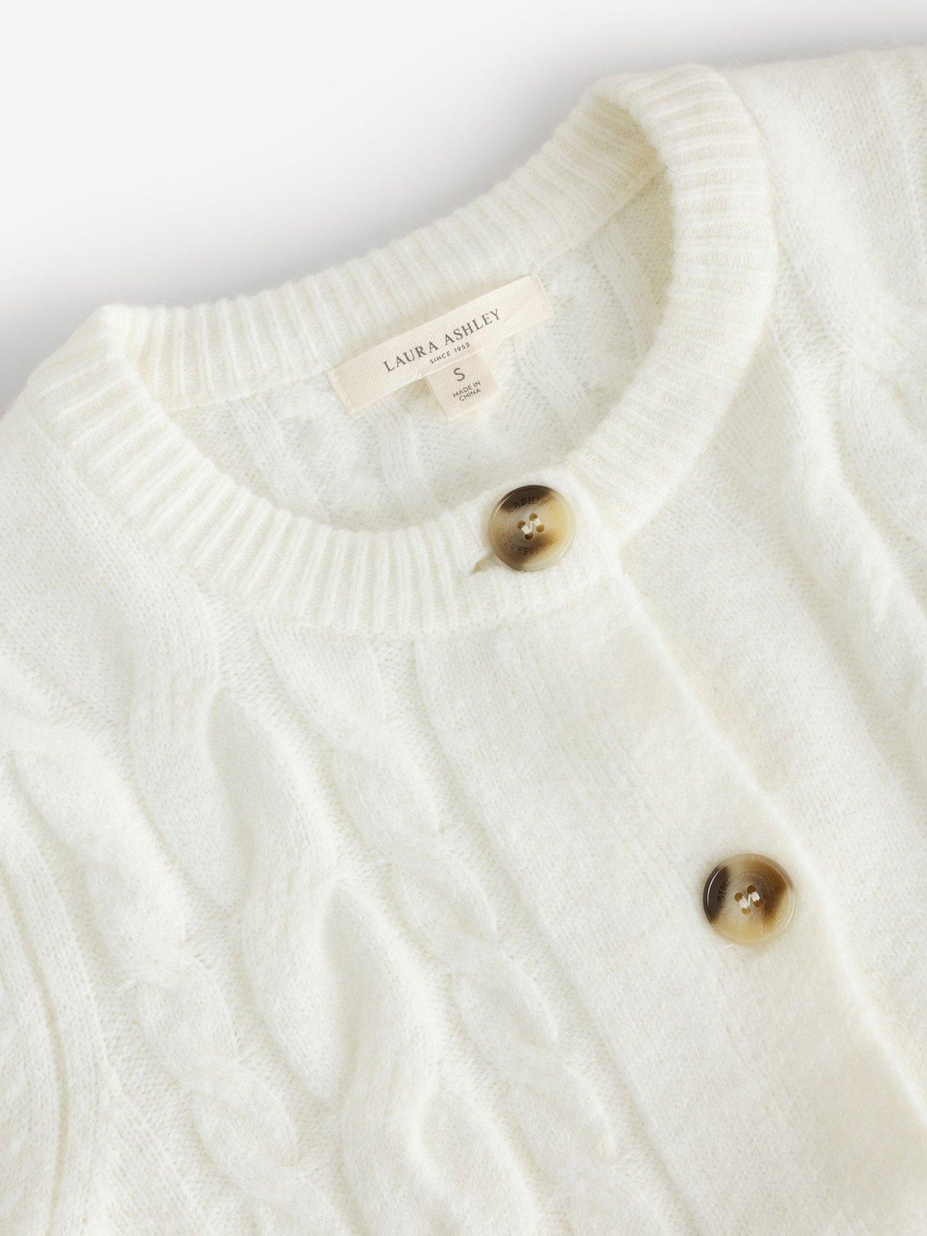 Image 5 of 7 of Laura Ashley Cream Cable Knit Cardigan